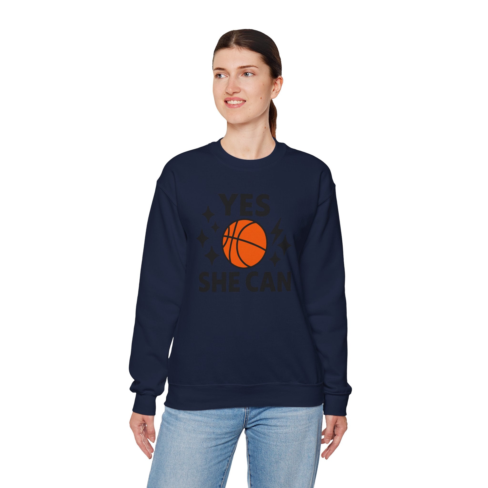 Yes, She Can Basketball Sweatshirt, Unisex Crewneck