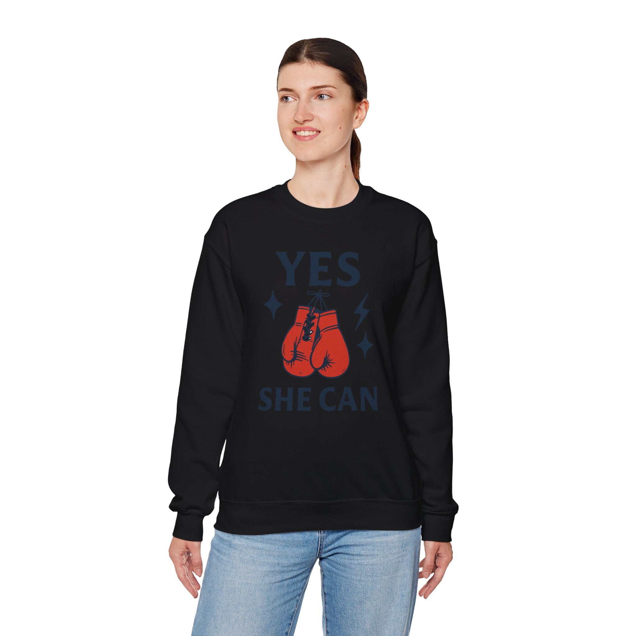 Yes, She Can Boxing Sweatshirt, Unisex Crewneck