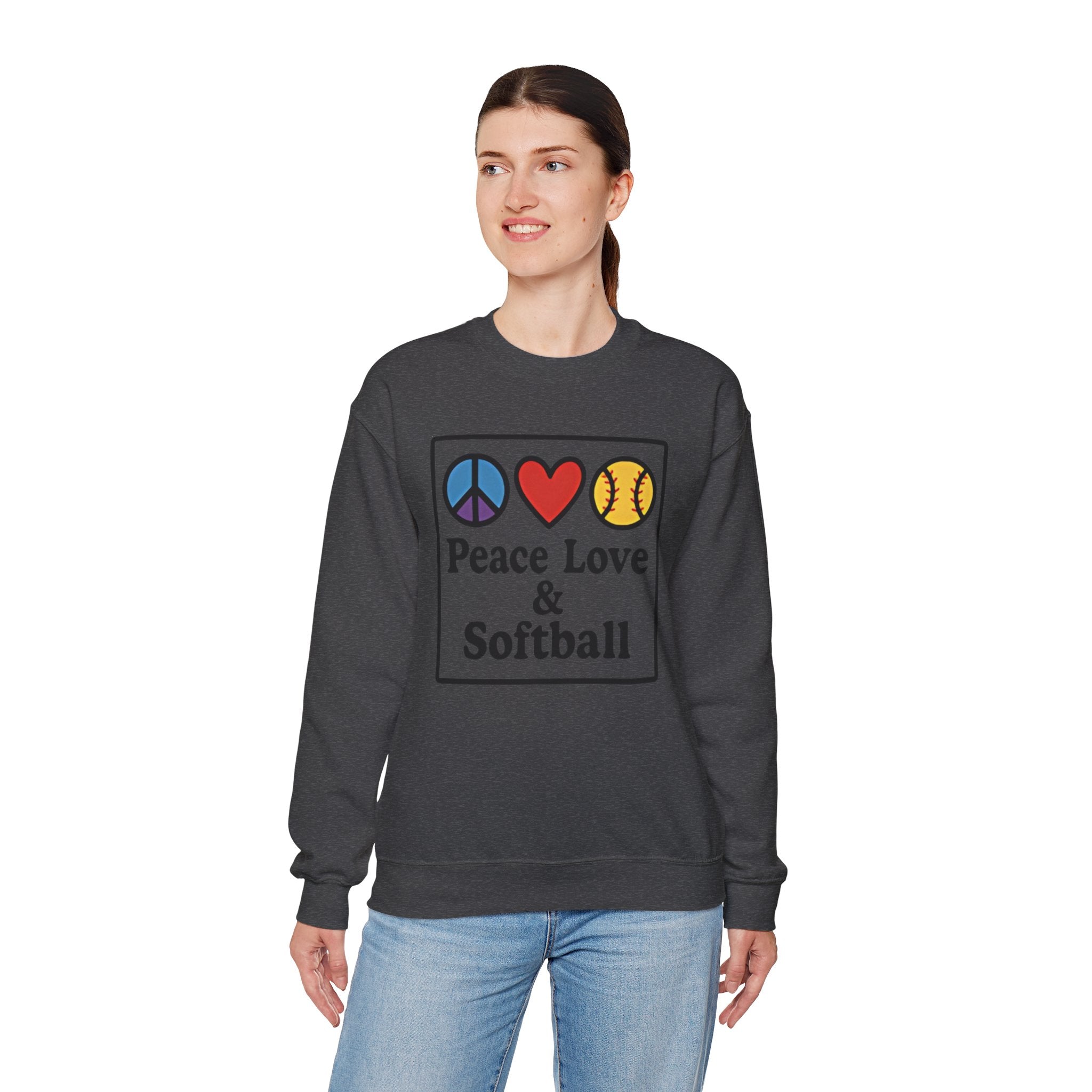 Peace Love & Softball Crewneck Sweatshirt