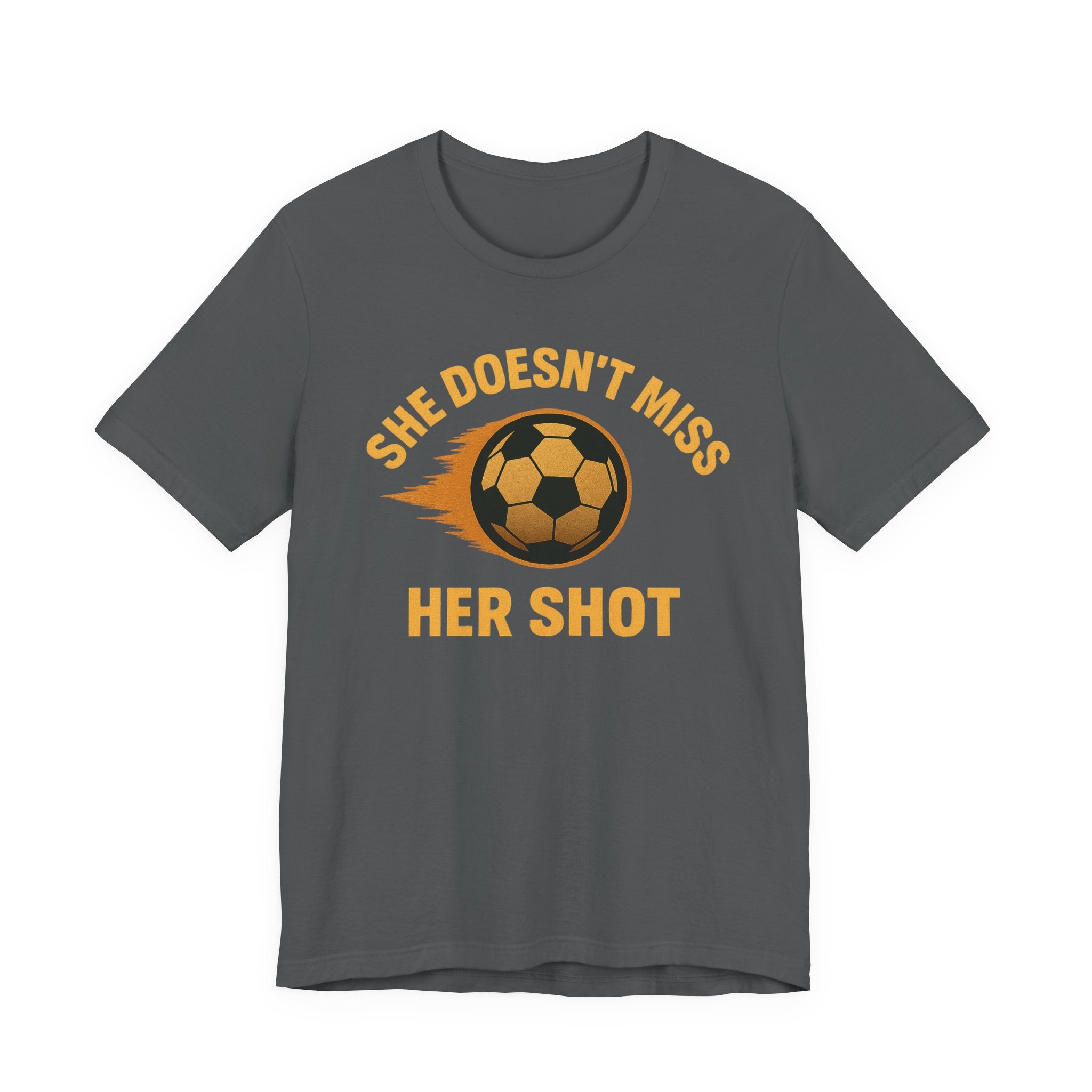 Soccer Motivational Tee - She Doesn't Miss Her Shot