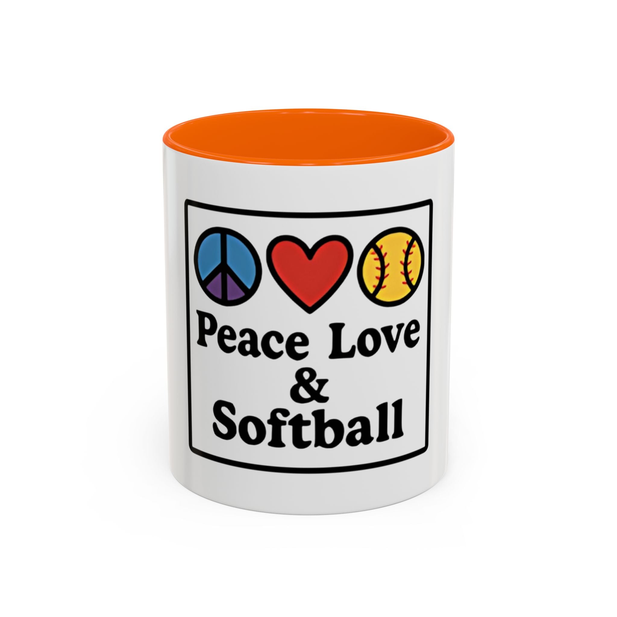 Peace Love Softball Coffee Mug, Sporty Mug for Softball Fans