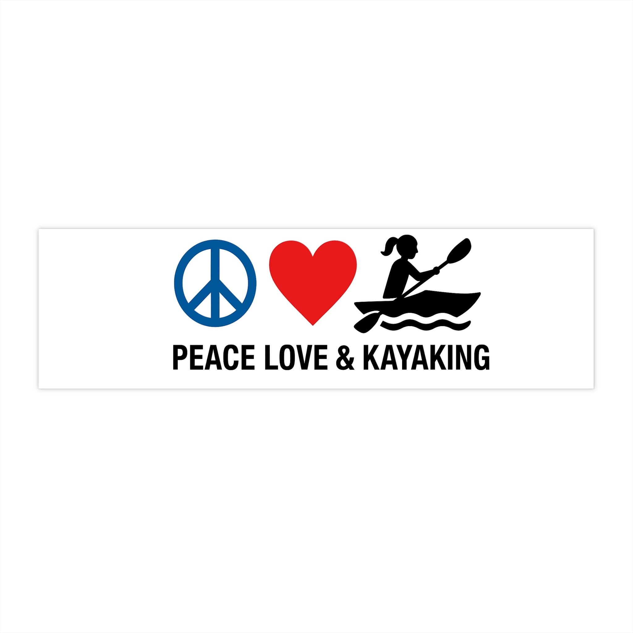Kayaking Peace Love Bumper Sticker