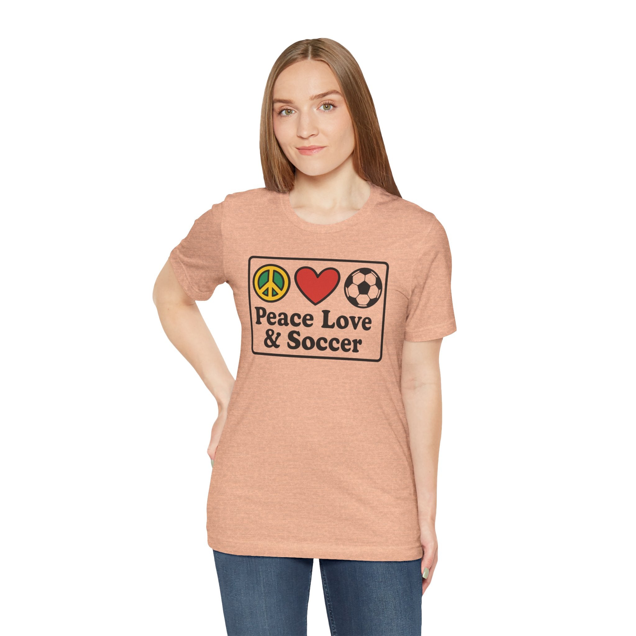 Peace Love Soccer T-Shirt, Unisex Soccer Tee