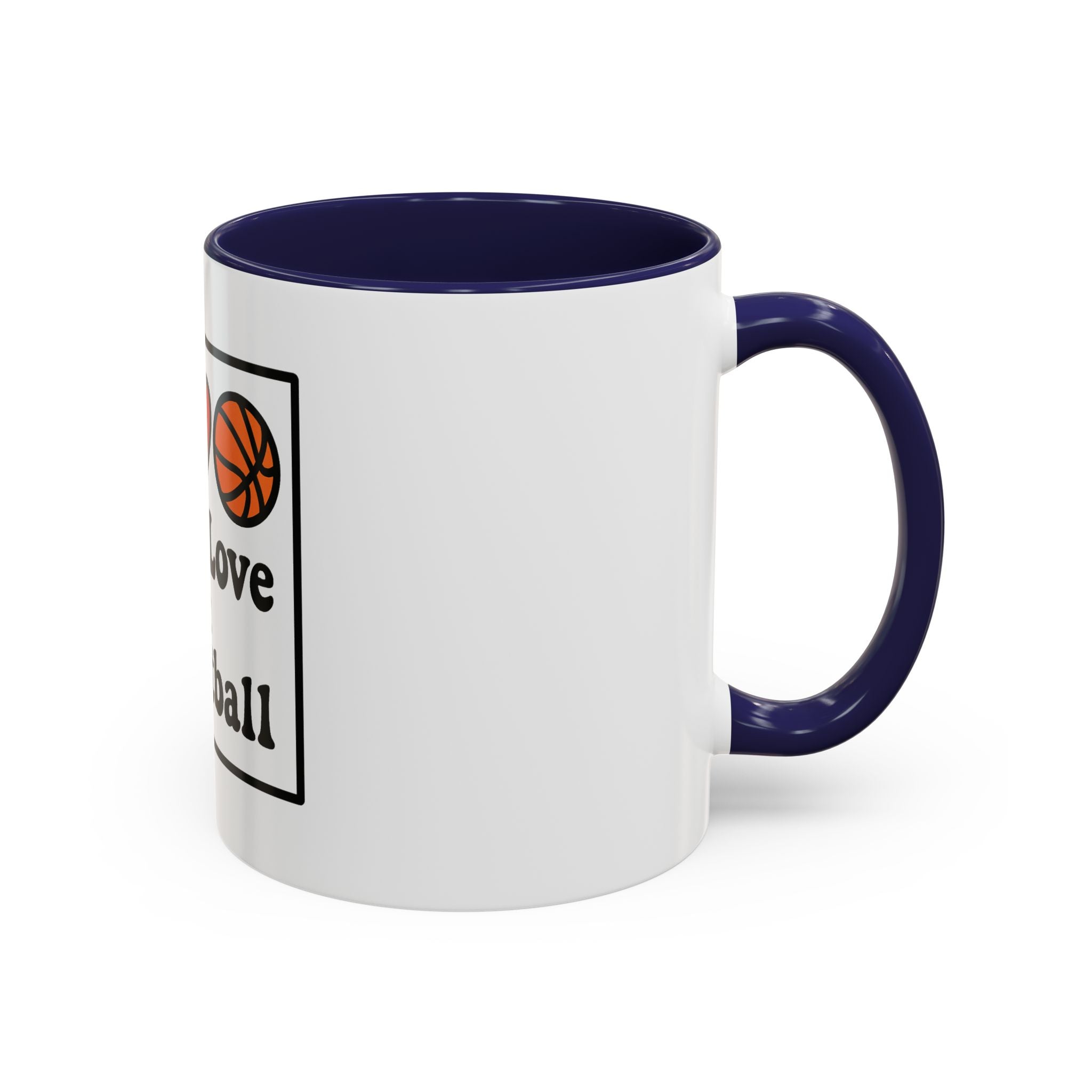 Accent Coffee Mug with Peace, Love & Basketball Design