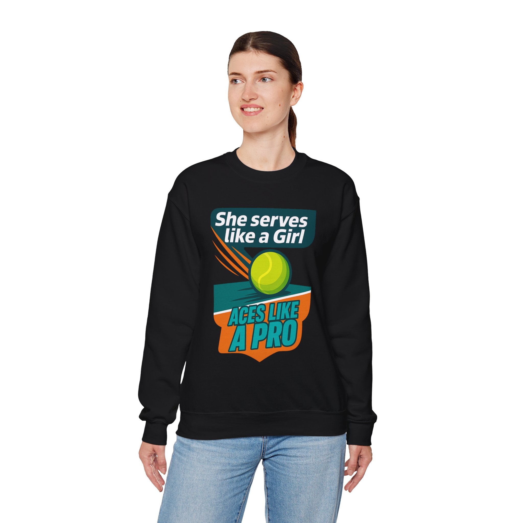 She Serves Like A Girl Sweatshirt, Unisex Crewneck