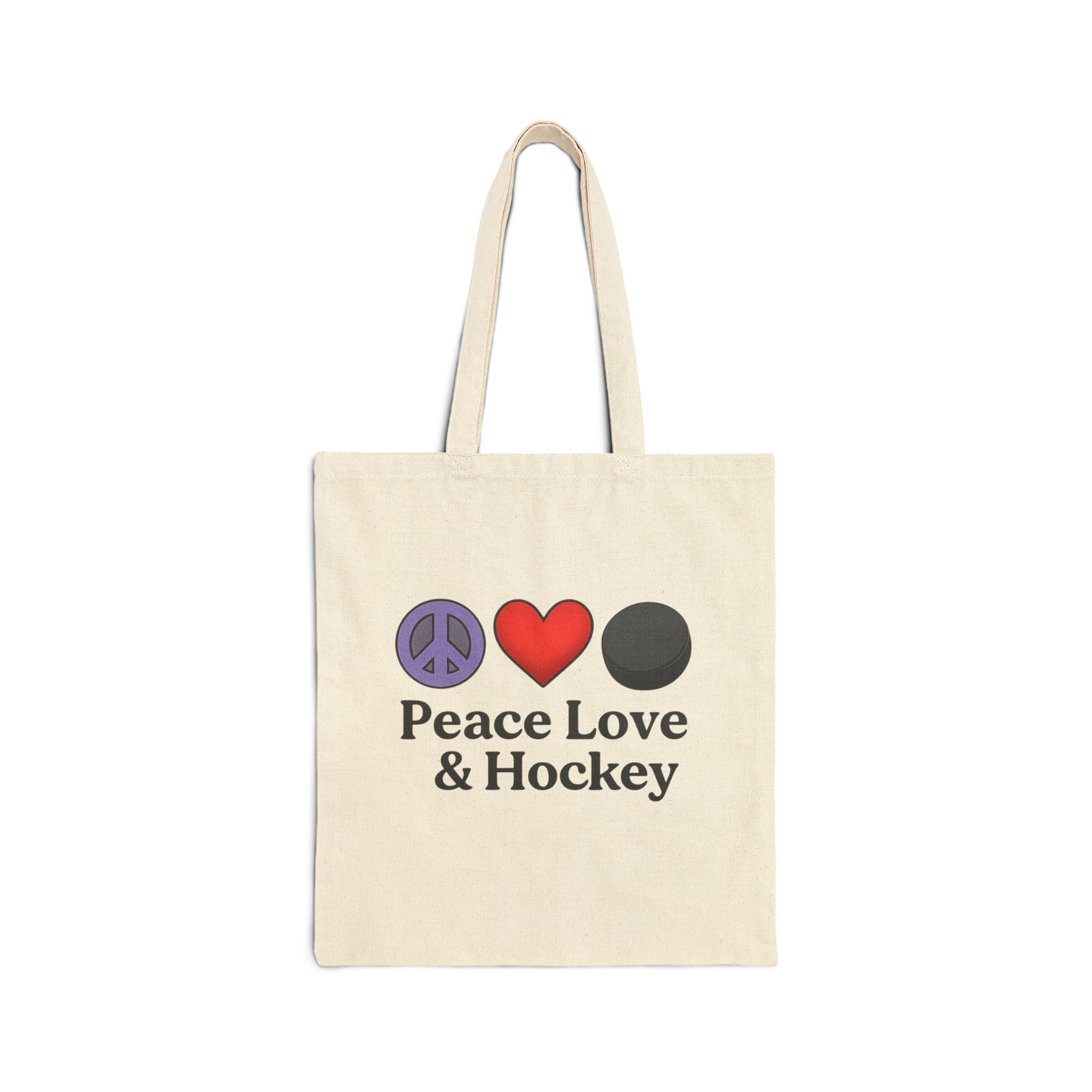 Peace Love & Hockey Tote Bag
