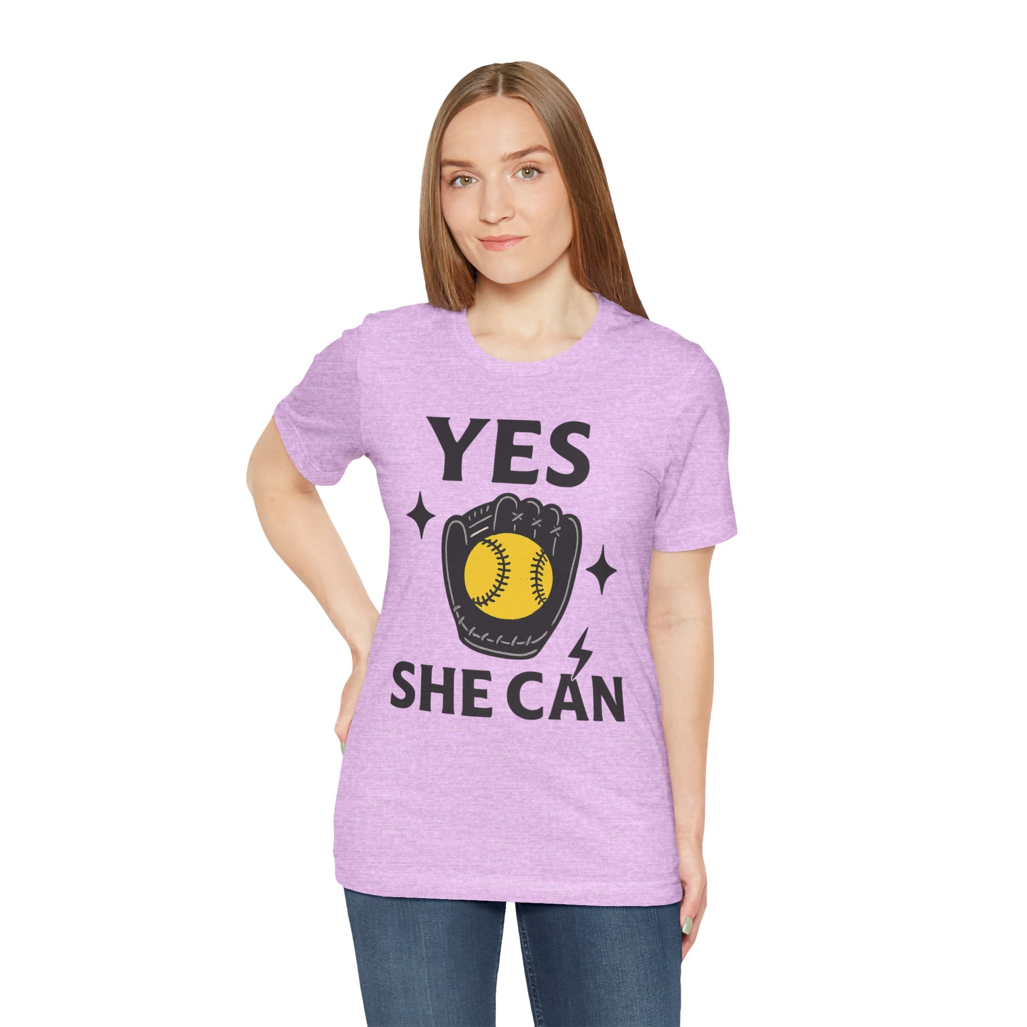 Yes, She Can Softball Unisex Tee