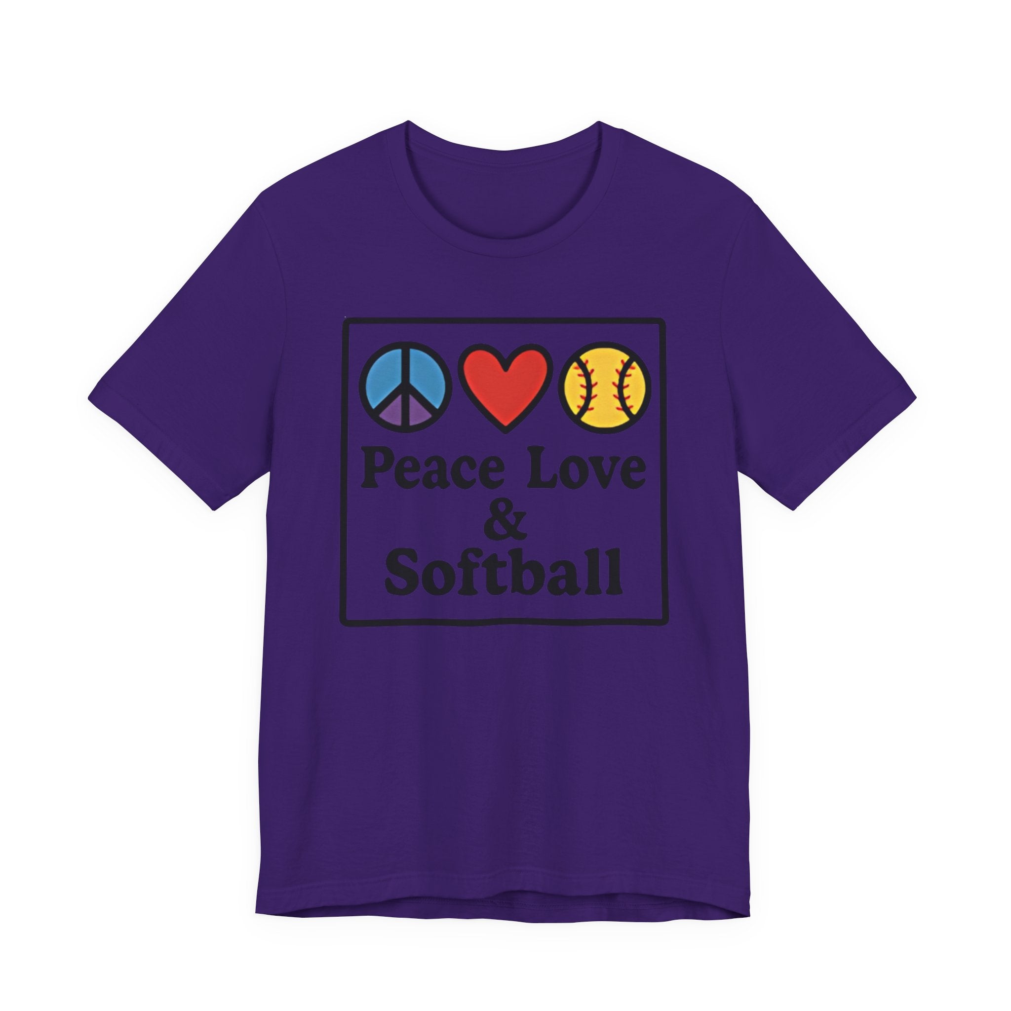 Peace Love & Softball Tee - Unisex Jersey Short Sleeve Shirt