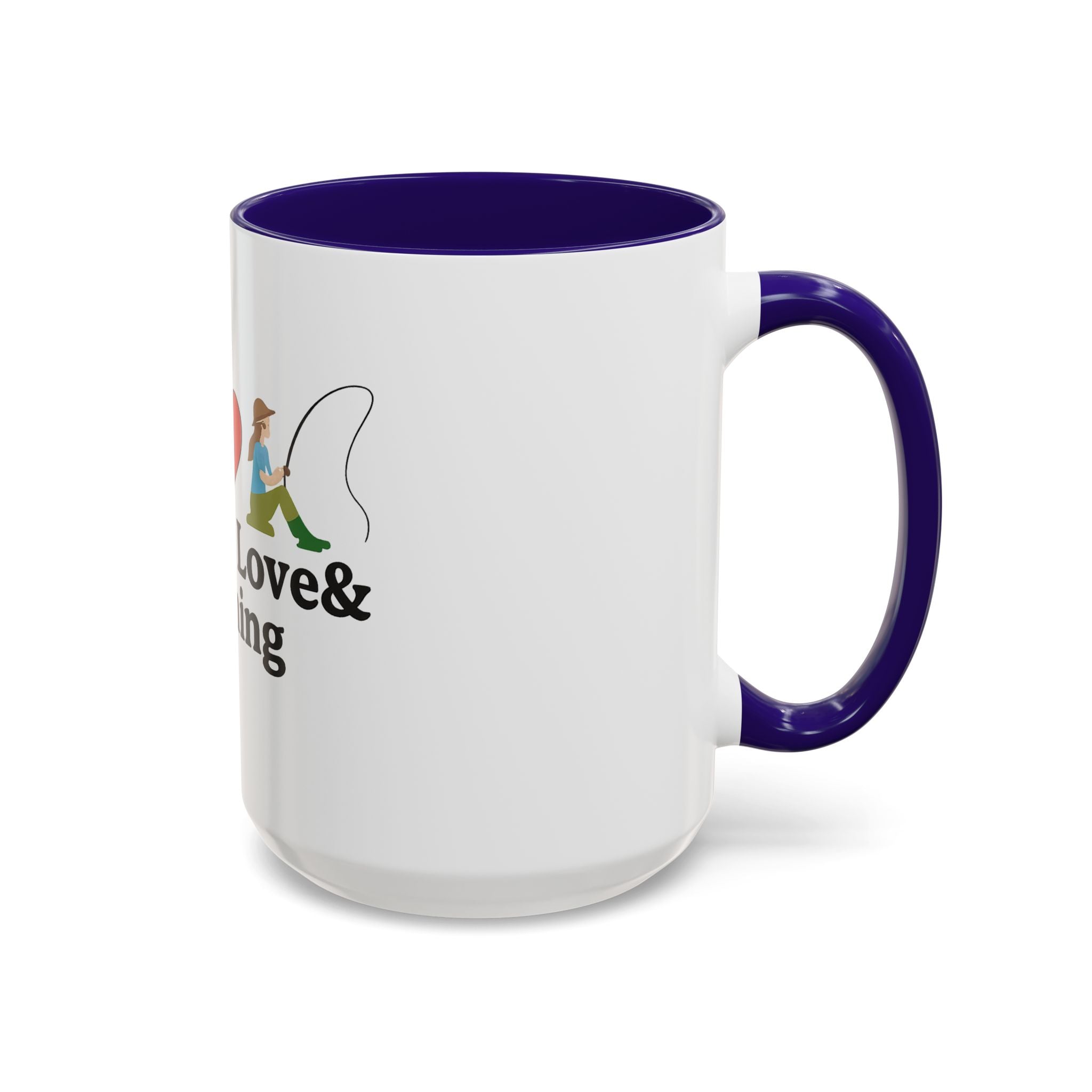 Peace, Love & Fishing Mug - Colorful Ceramic Coffee Cup for Anglers