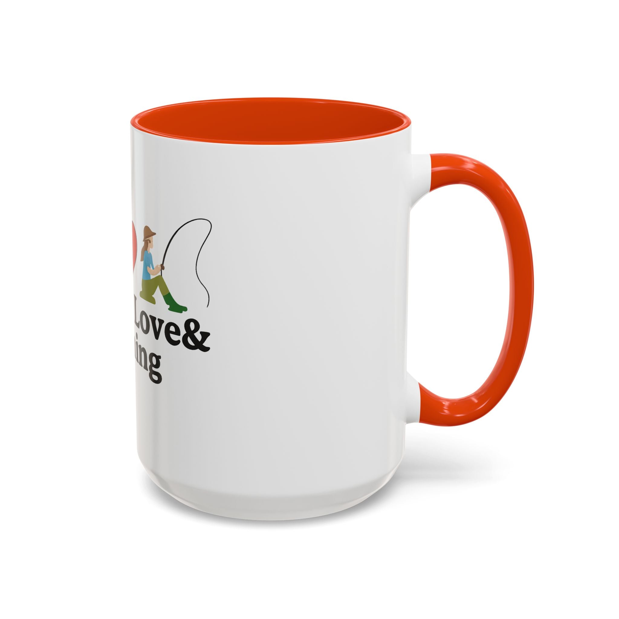 Peace, Love & Fishing Mug - Colorful Ceramic Coffee Cup for Anglers