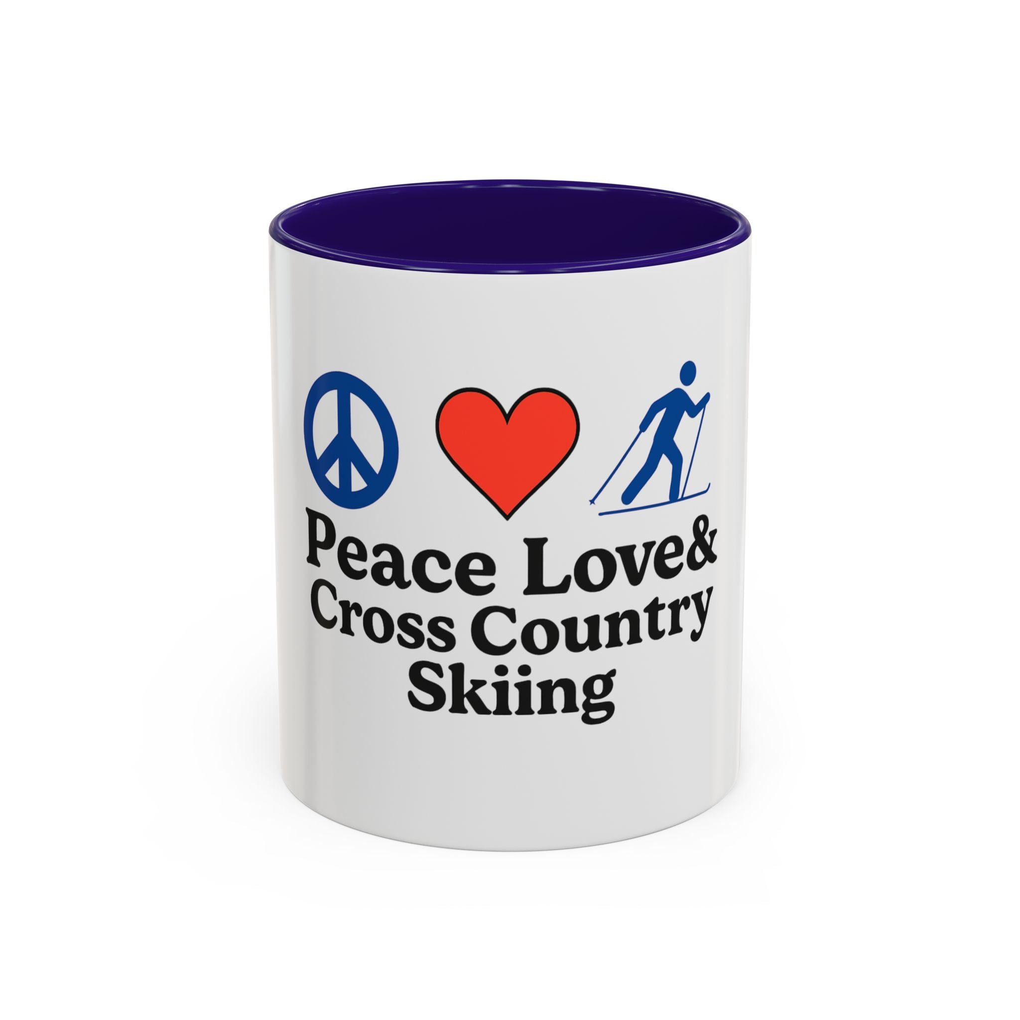 Peace, Love & Cross Country Skiing Mug