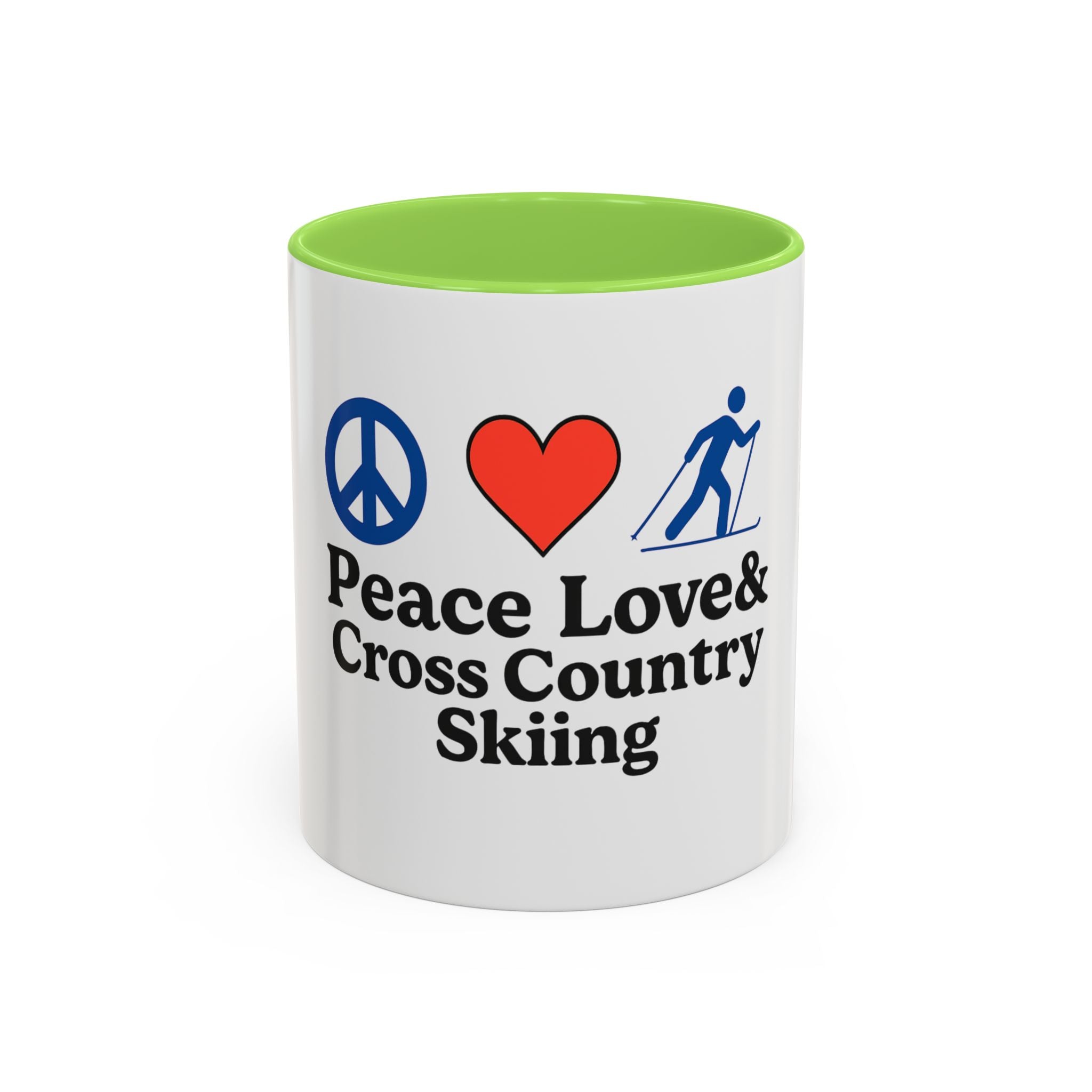 Peace, Love & Cross Country Skiing Mug