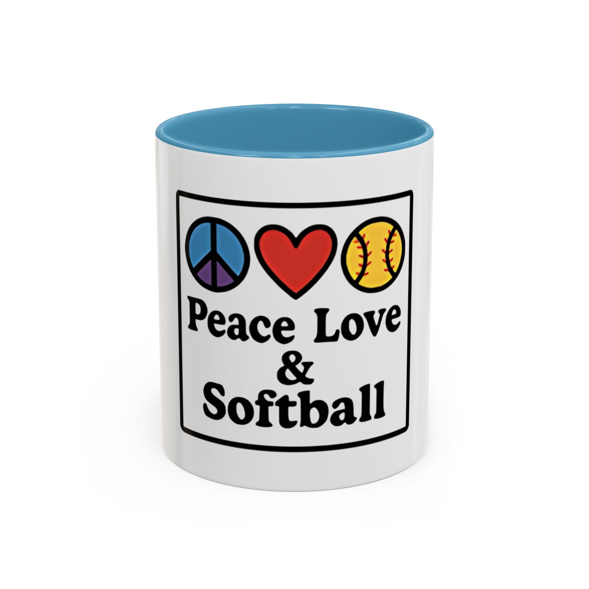 Peace Love Softball Coffee Mug, Sporty Mug for Softball Fans