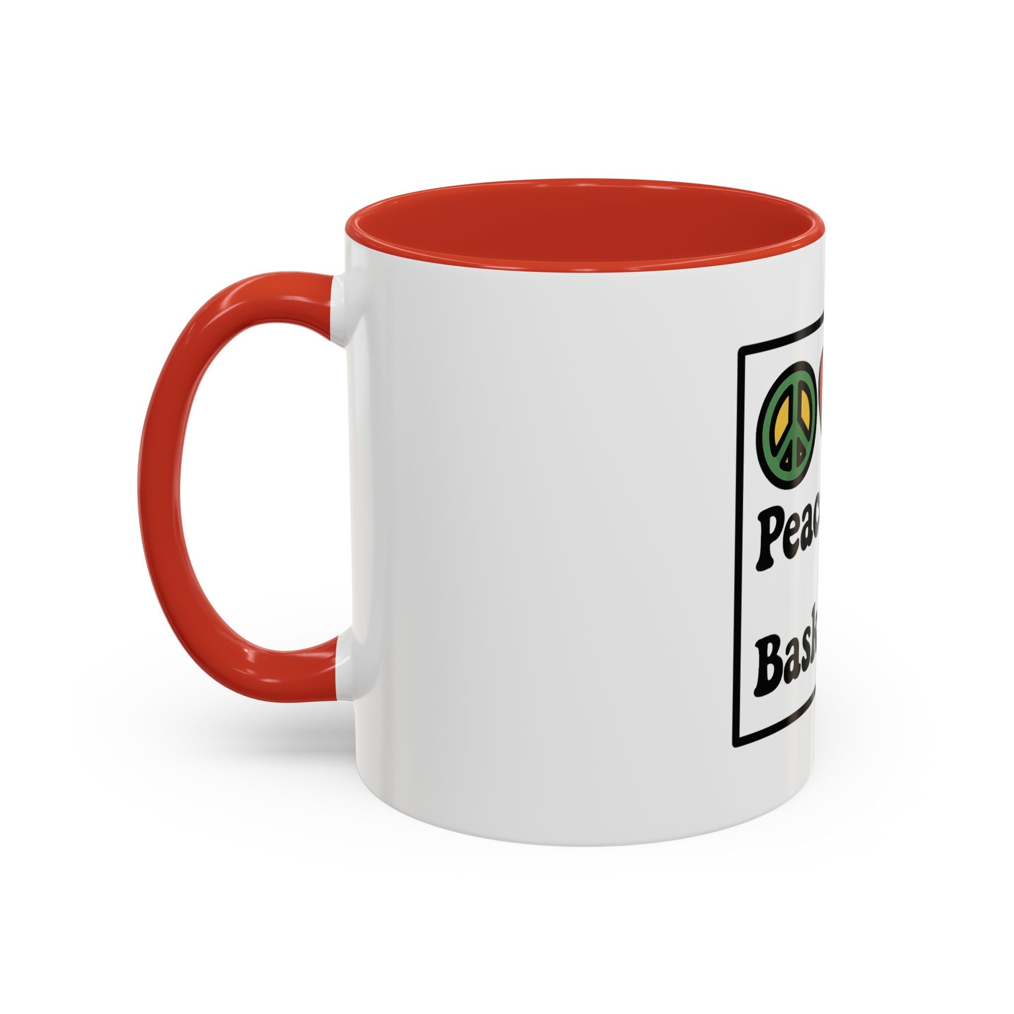 Accent Coffee Mug with Peace, Love & Basketball Design