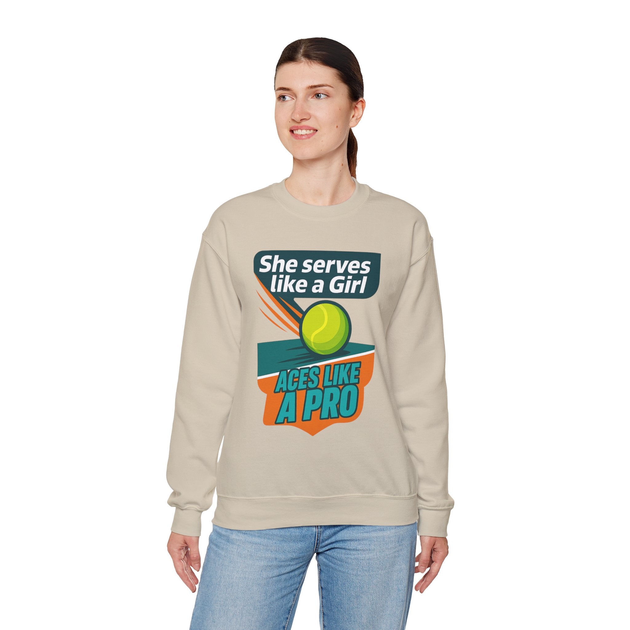 She Serves Like A Girl Sweatshirt, Unisex Crewneck