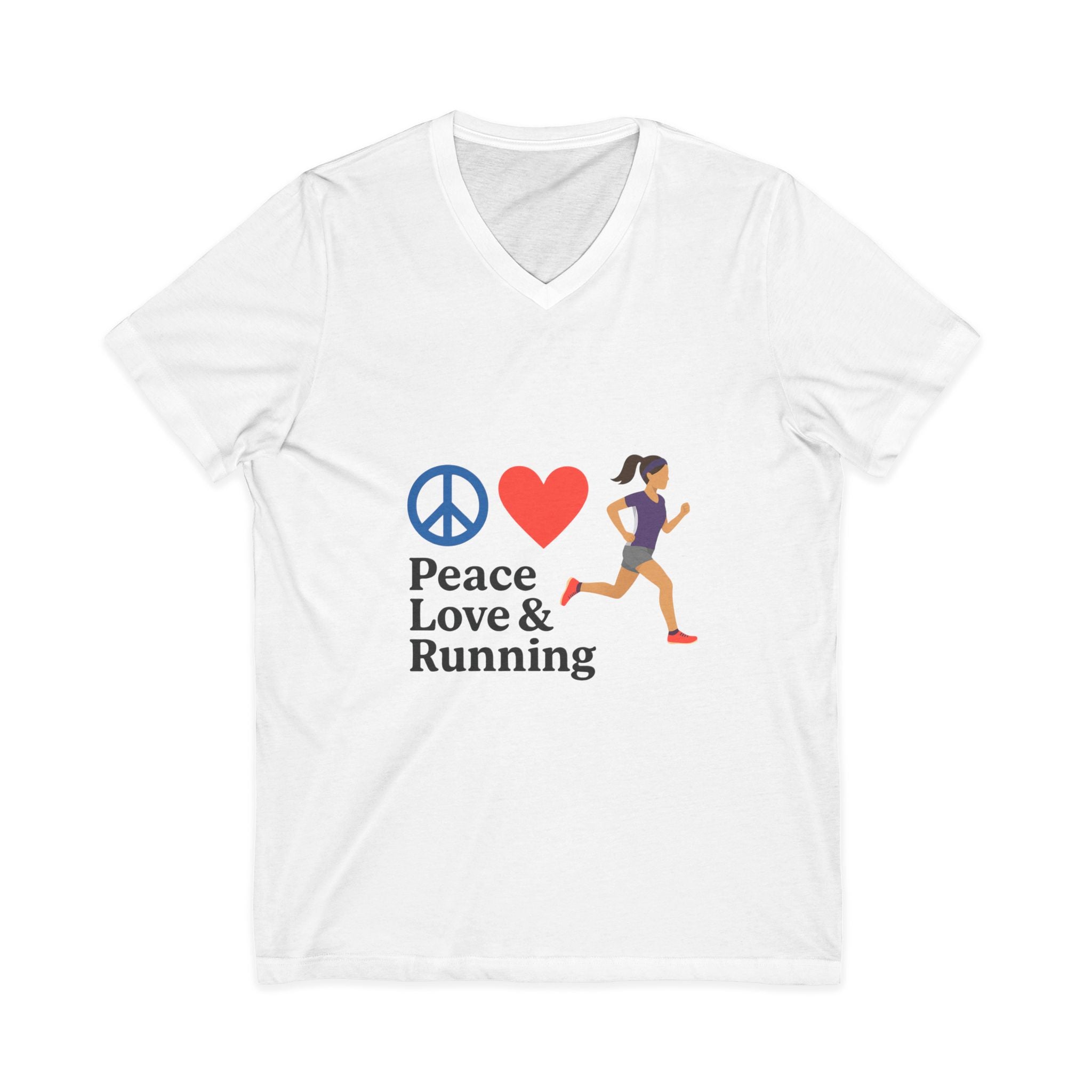 Peace Love & Running V-Neck Tee