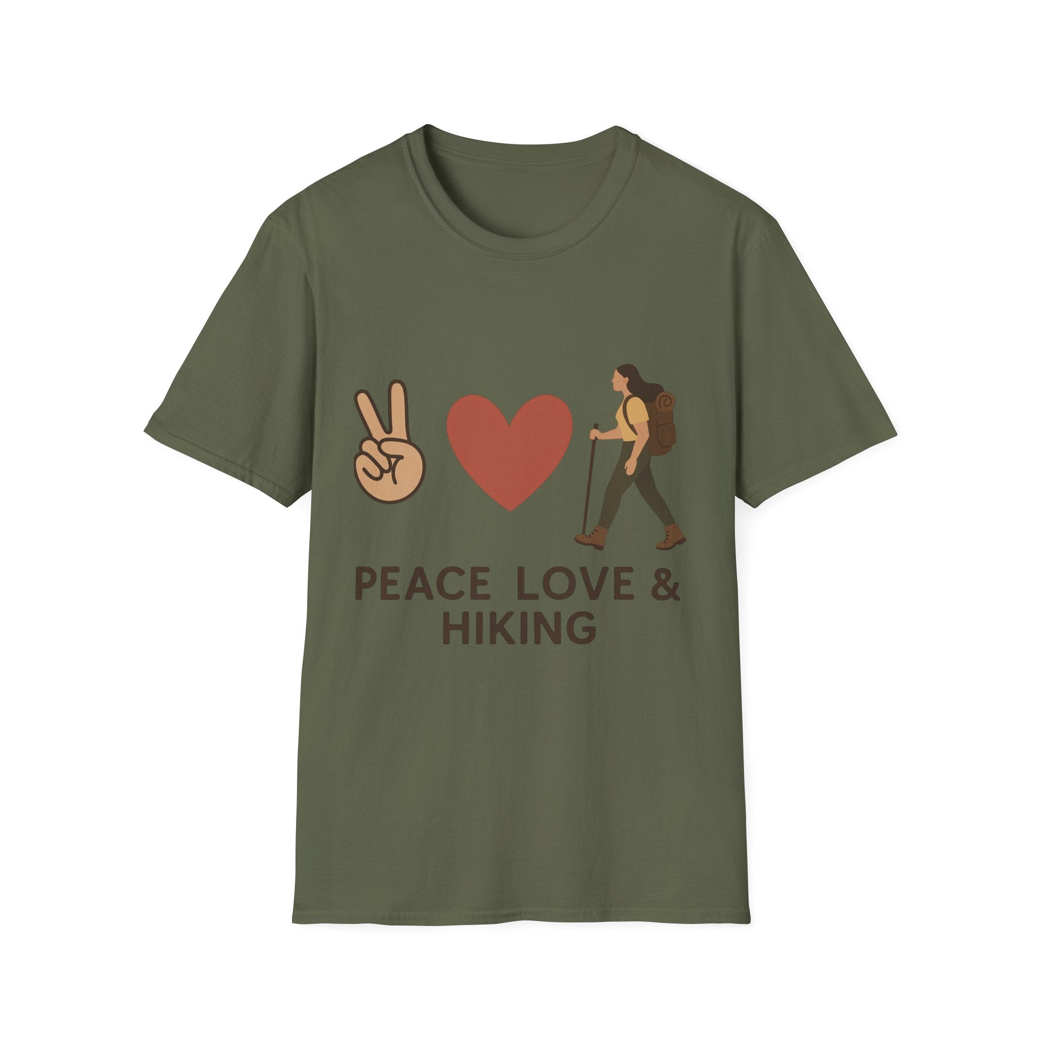Peace Love & Hiking Unisex Softstyle T-Shirt