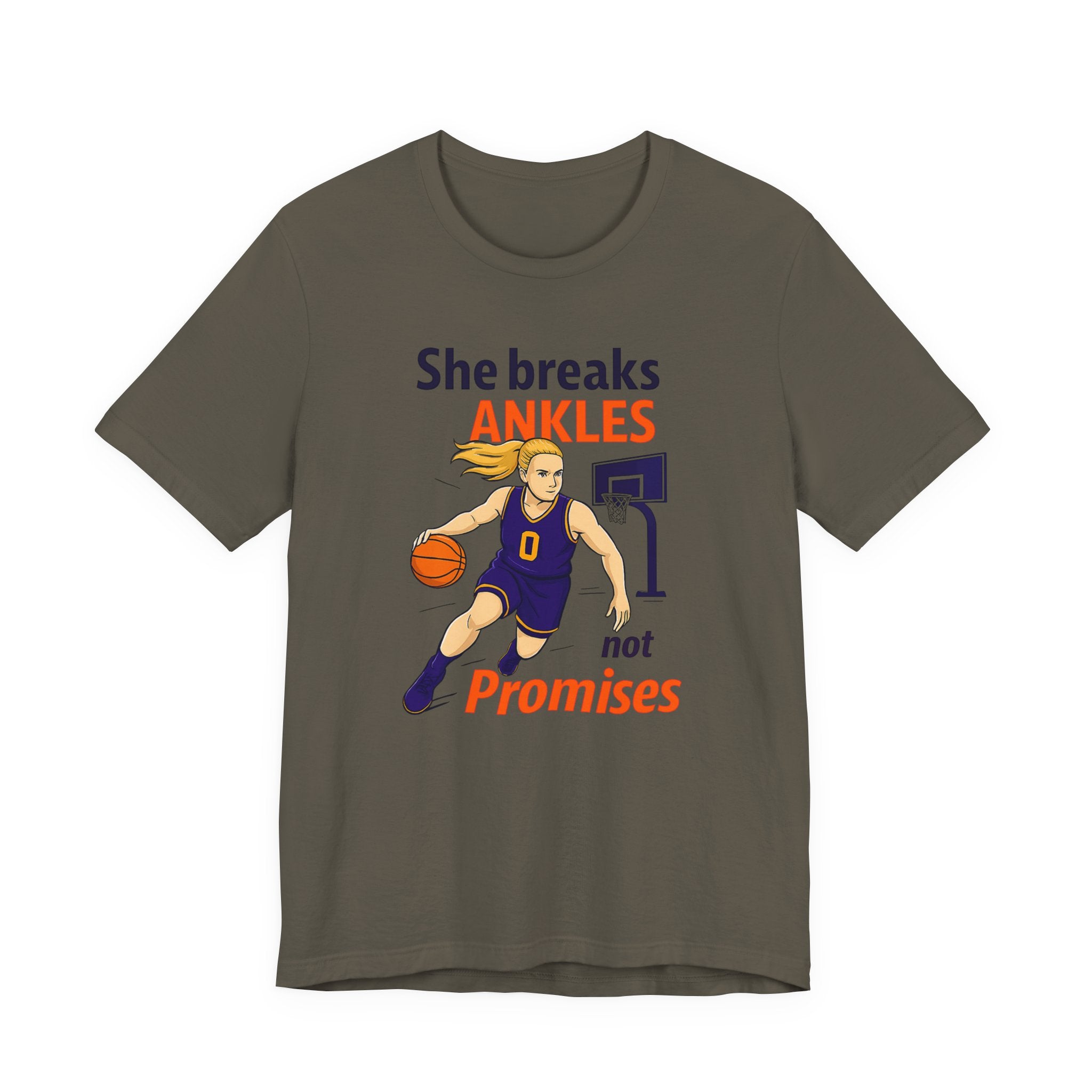 She Breaks Ankles Not Promises Basketball Tee