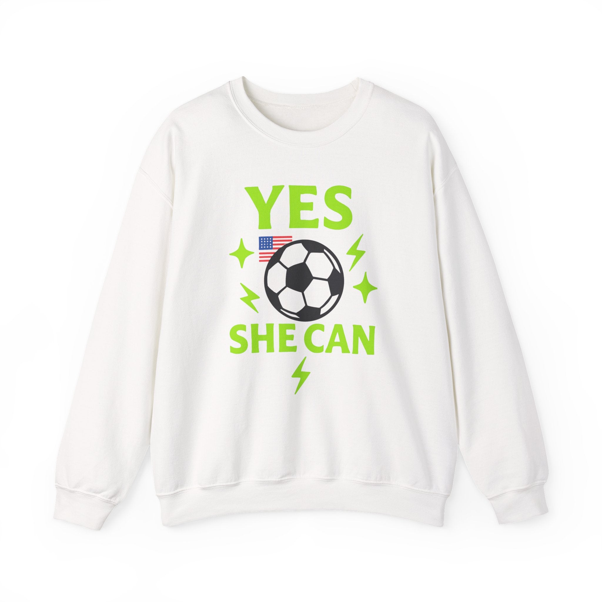 Yes, She Can Soccer Sweatshirt, Unisex Crewneck