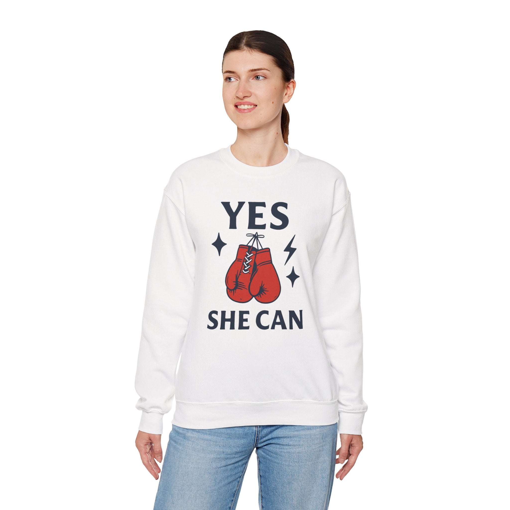Yes, She Can Boxing Sweatshirt, Unisex Crewneck
