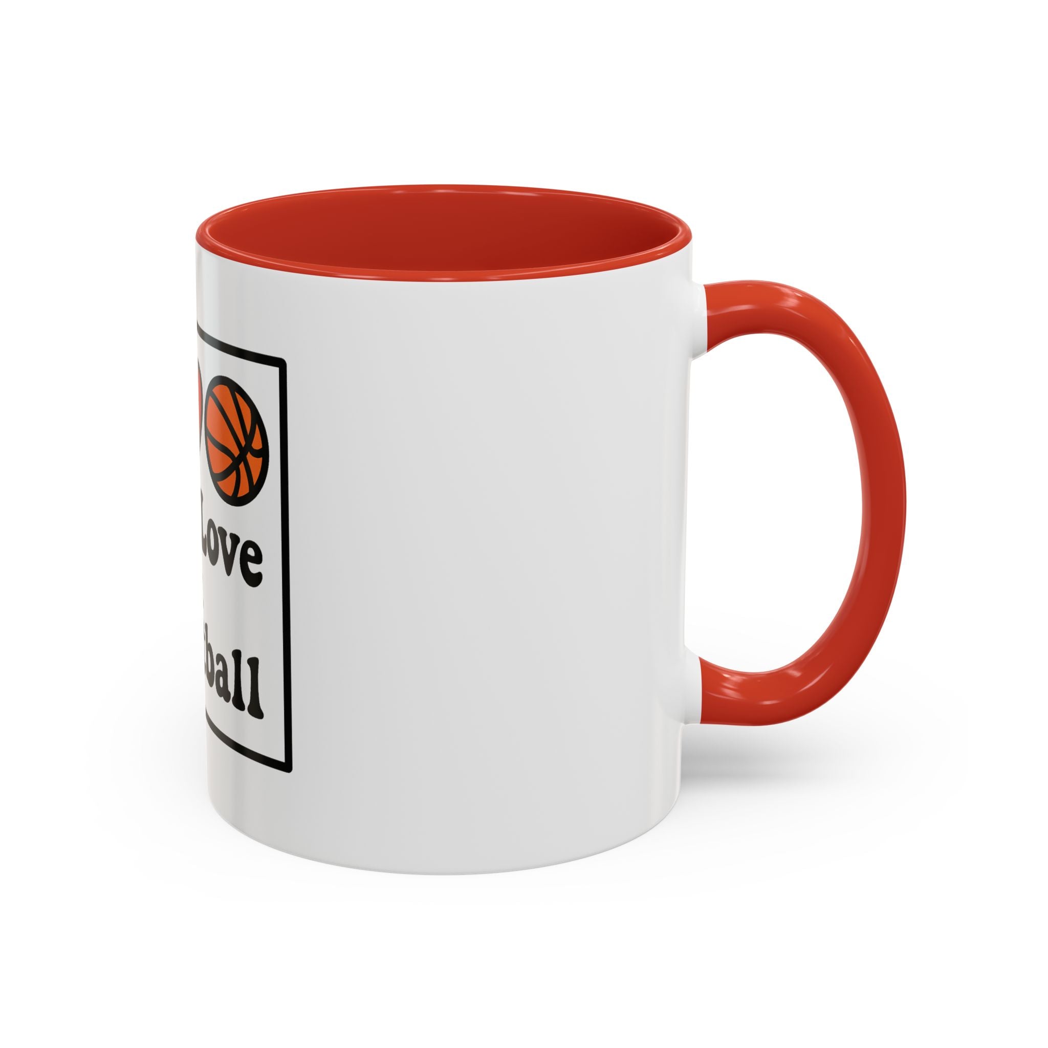 Accent Coffee Mug with Peace, Love & Basketball Design