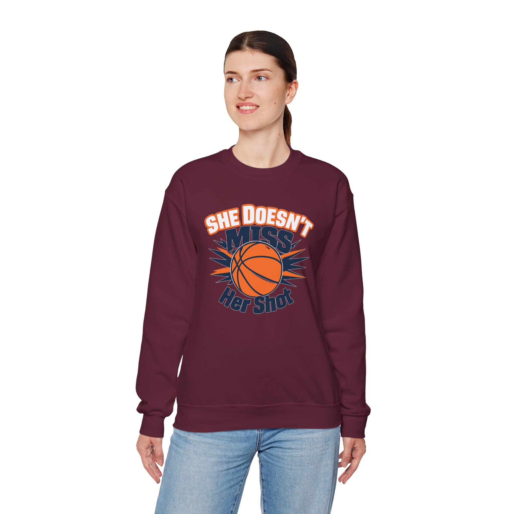 She Doesn't Miss Her Shot Sweatshirt, Unisex Crewneck