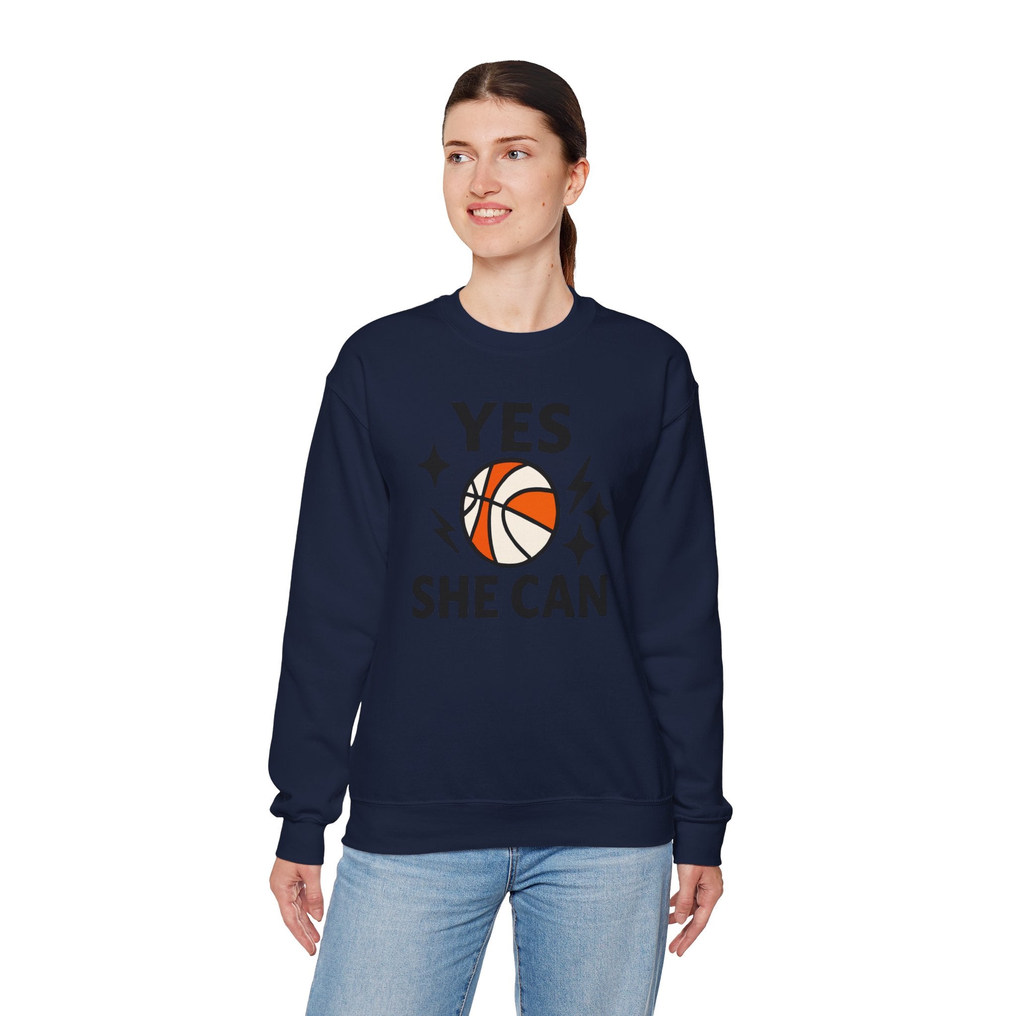 Yes, She Can Basketball Sweatshirt, Unisex Crewneck