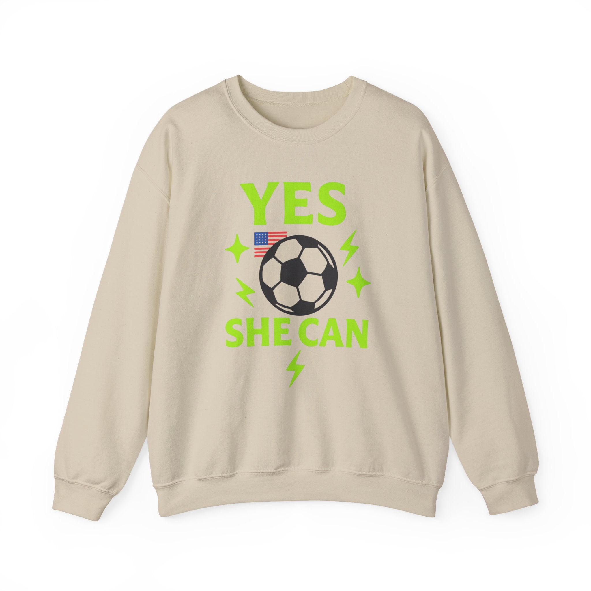Yes, She Can Soccer Sweatshirt, Unisex Crewneck