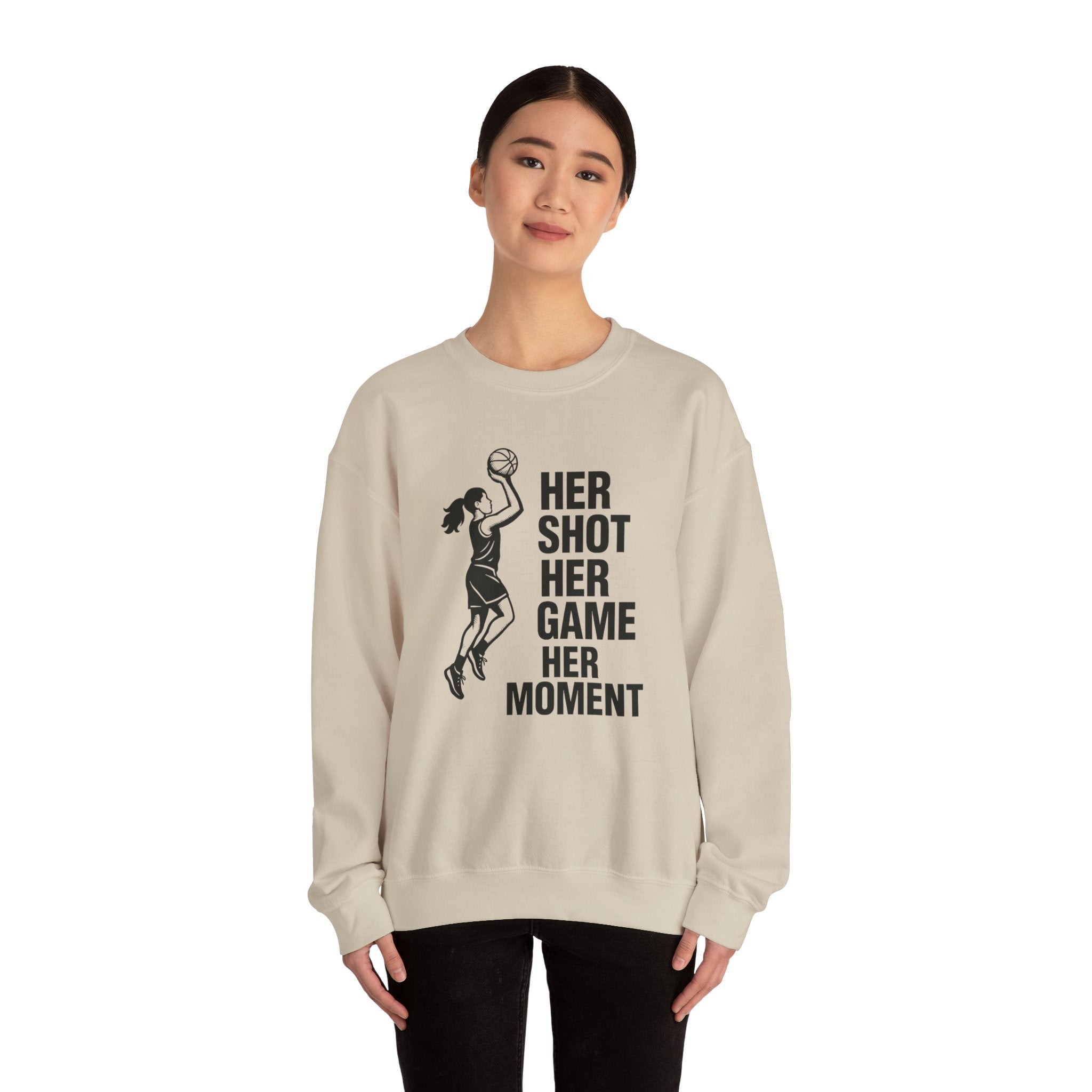 Empowering Sports Sweatshirt - Her Shot Her Game Her Moment