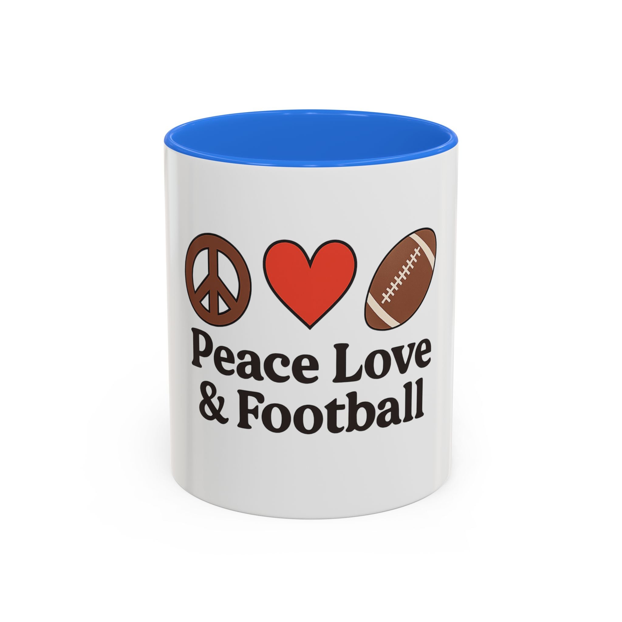 Peace, Love & Football Mug - Colorful Ceramic Drinkware for Sports Lovers