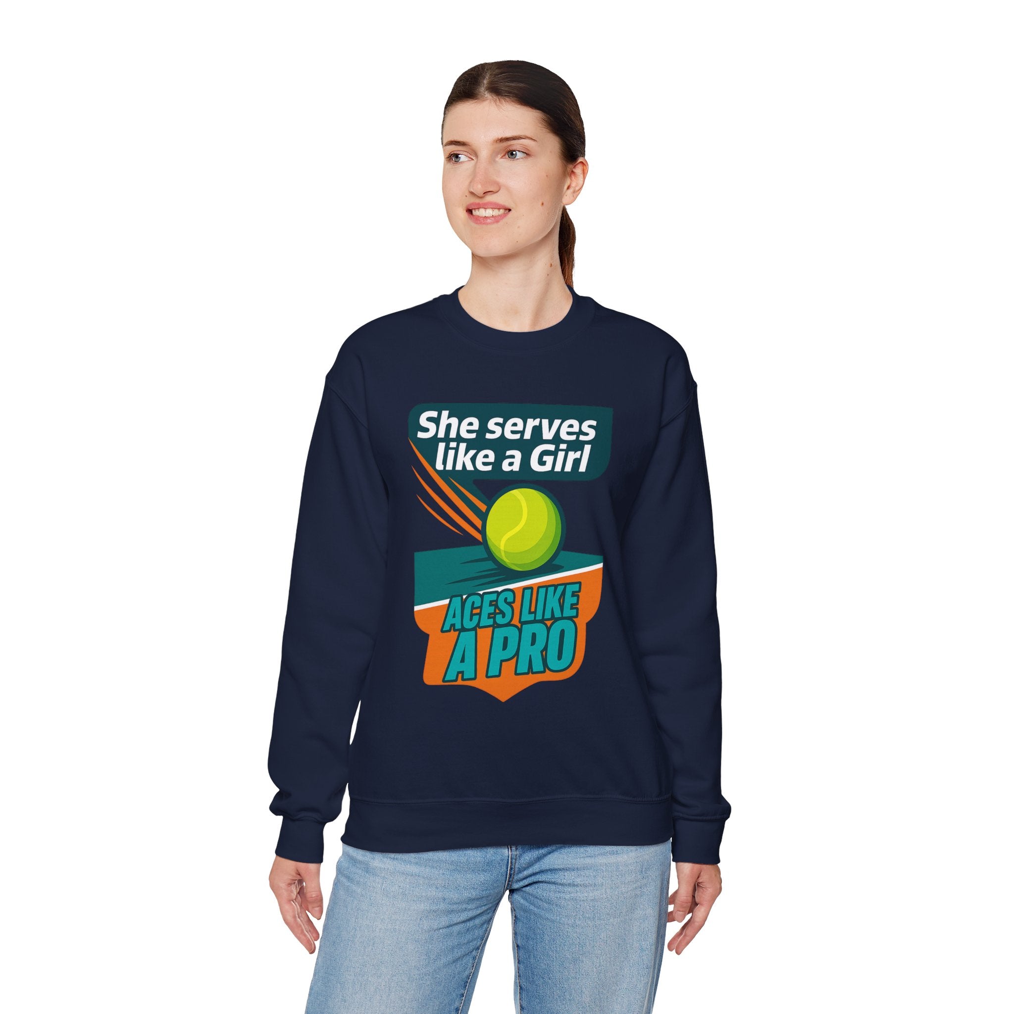She Serves Like A Girl Sweatshirt, Unisex Crewneck