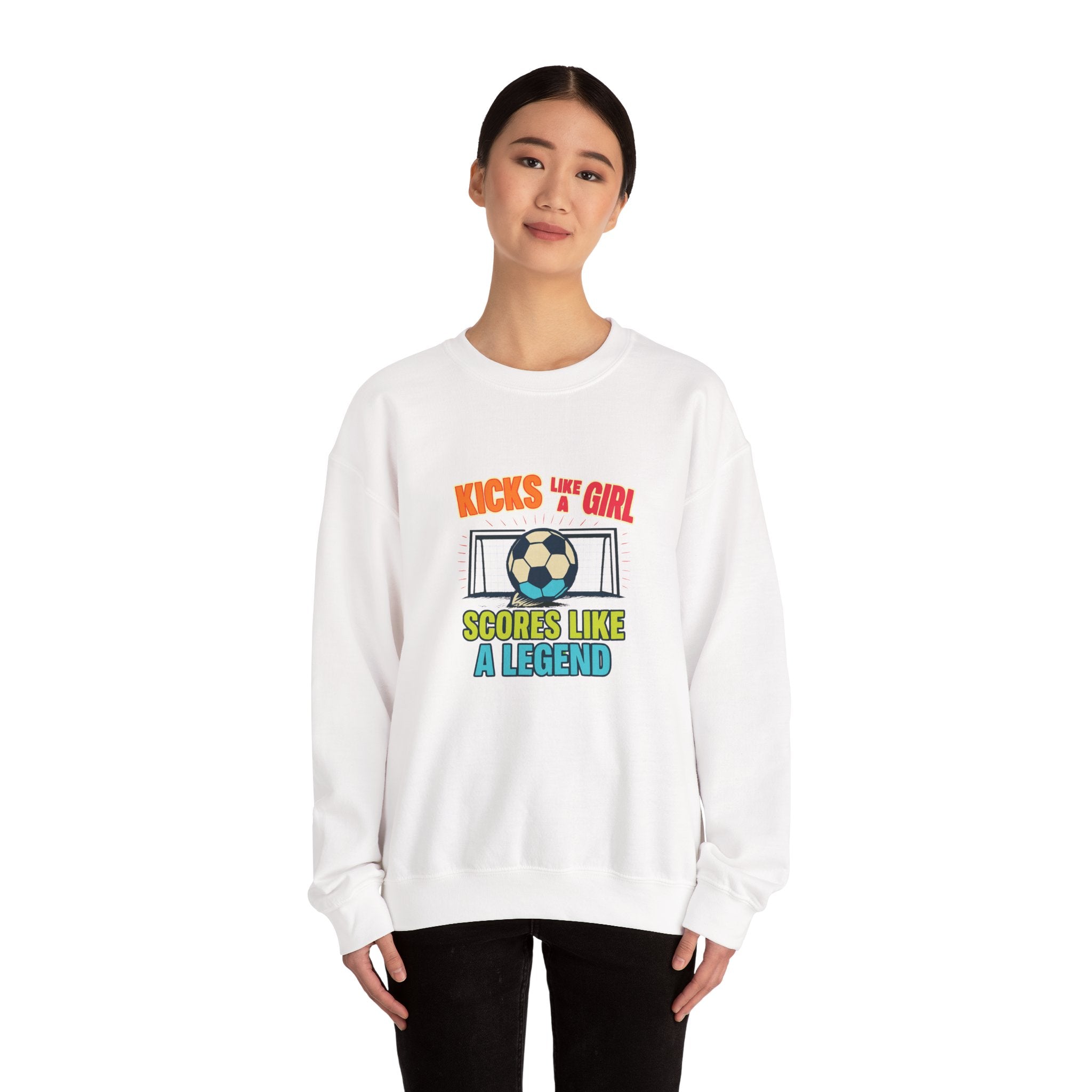 Unisex Soccer Sweatshirt, Kicks Like a Girl