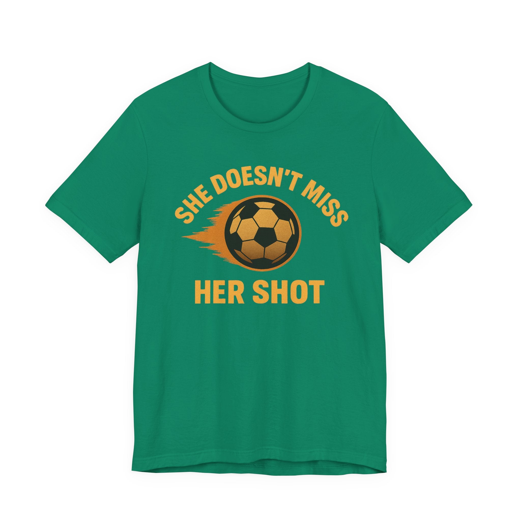 Soccer Motivational Tee - She Doesn't Miss Her Shot