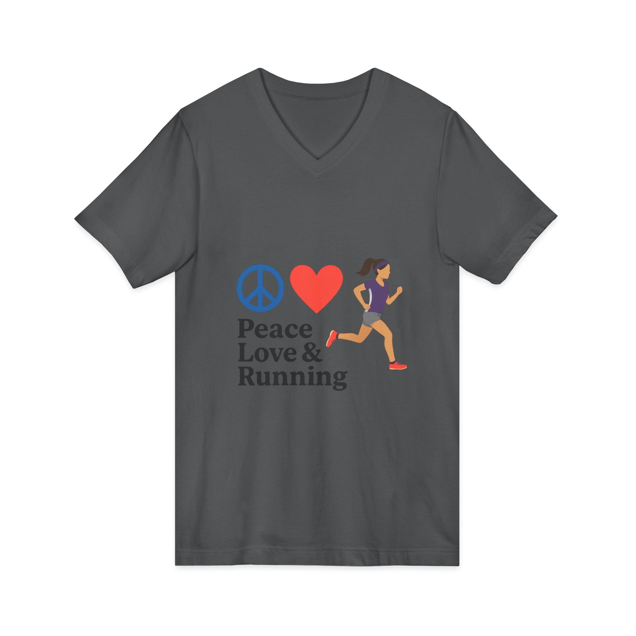Peace Love & Running V-Neck Tee