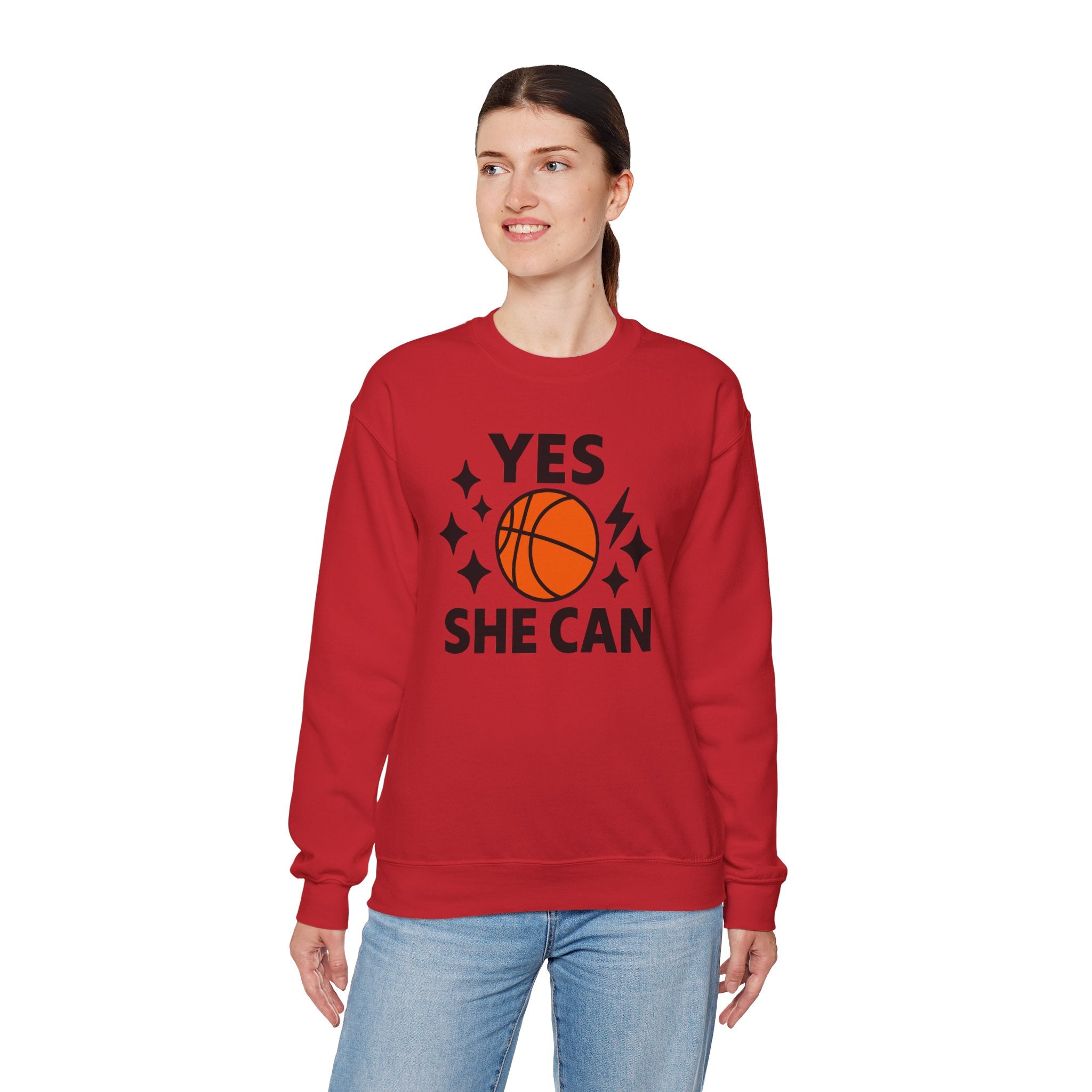 Yes, She Can Basketball Sweatshirt, Unisex Crewneck