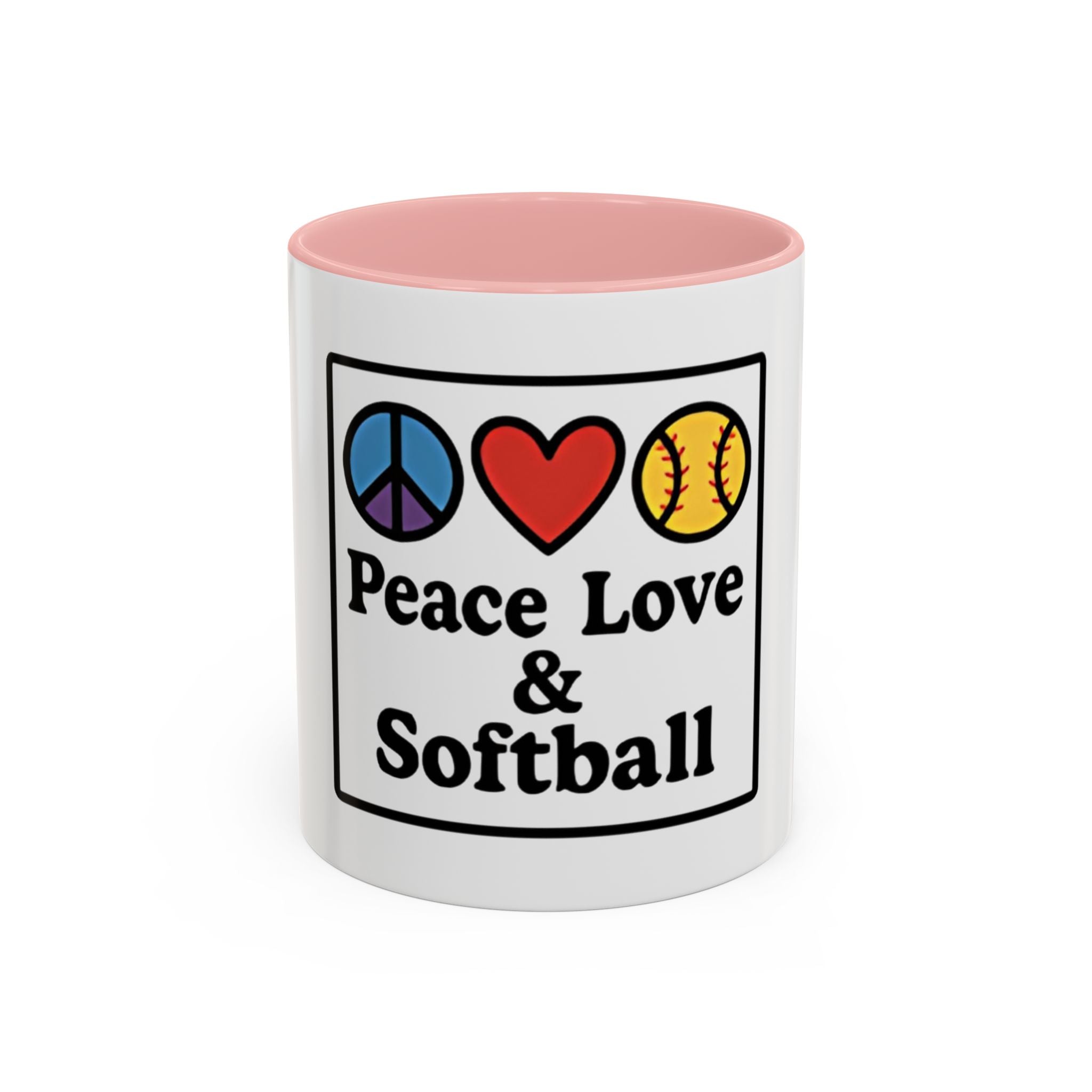 Peace Love Softball Coffee Mug, Sporty Mug for Softball Fans