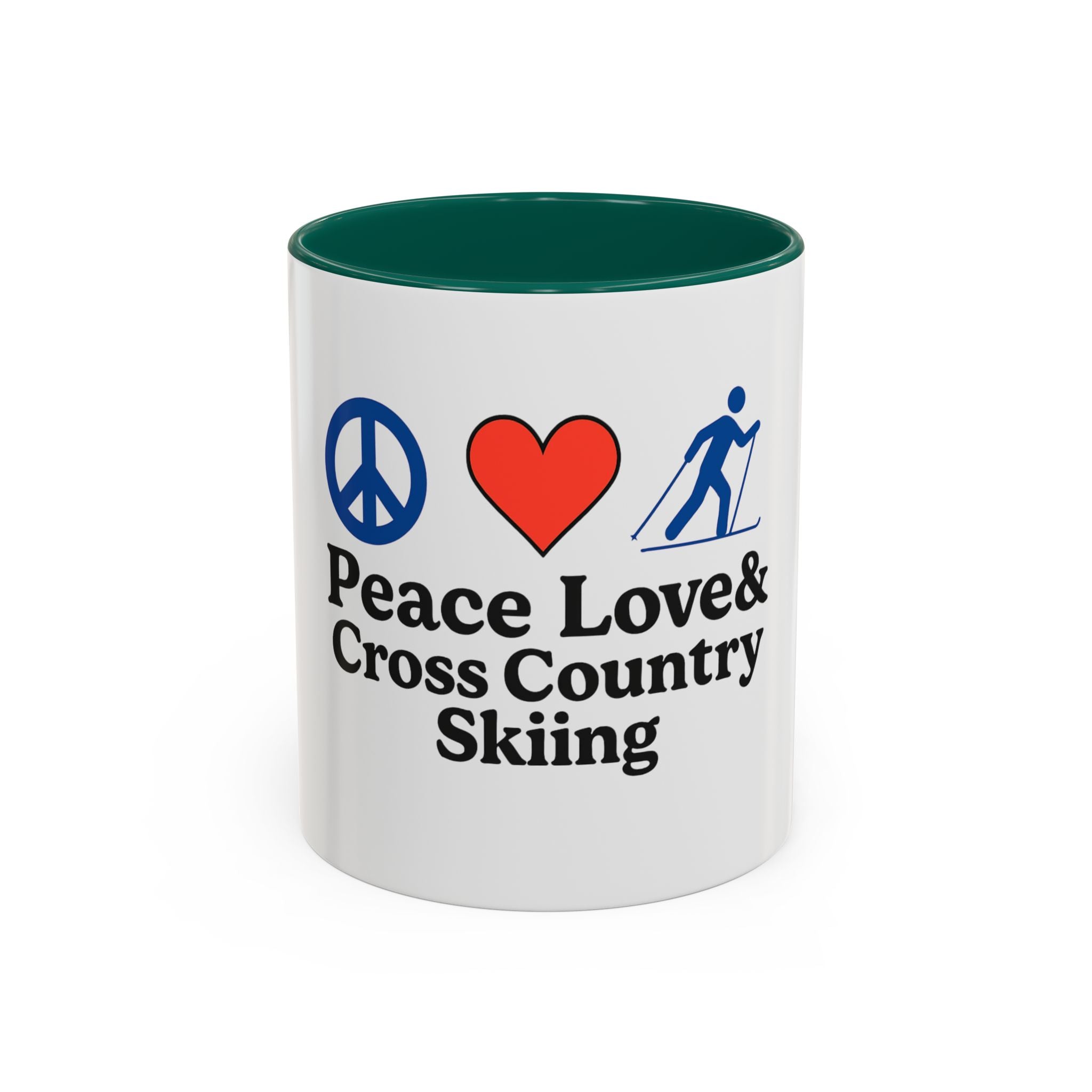 Peace, Love & Cross Country Skiing Mug