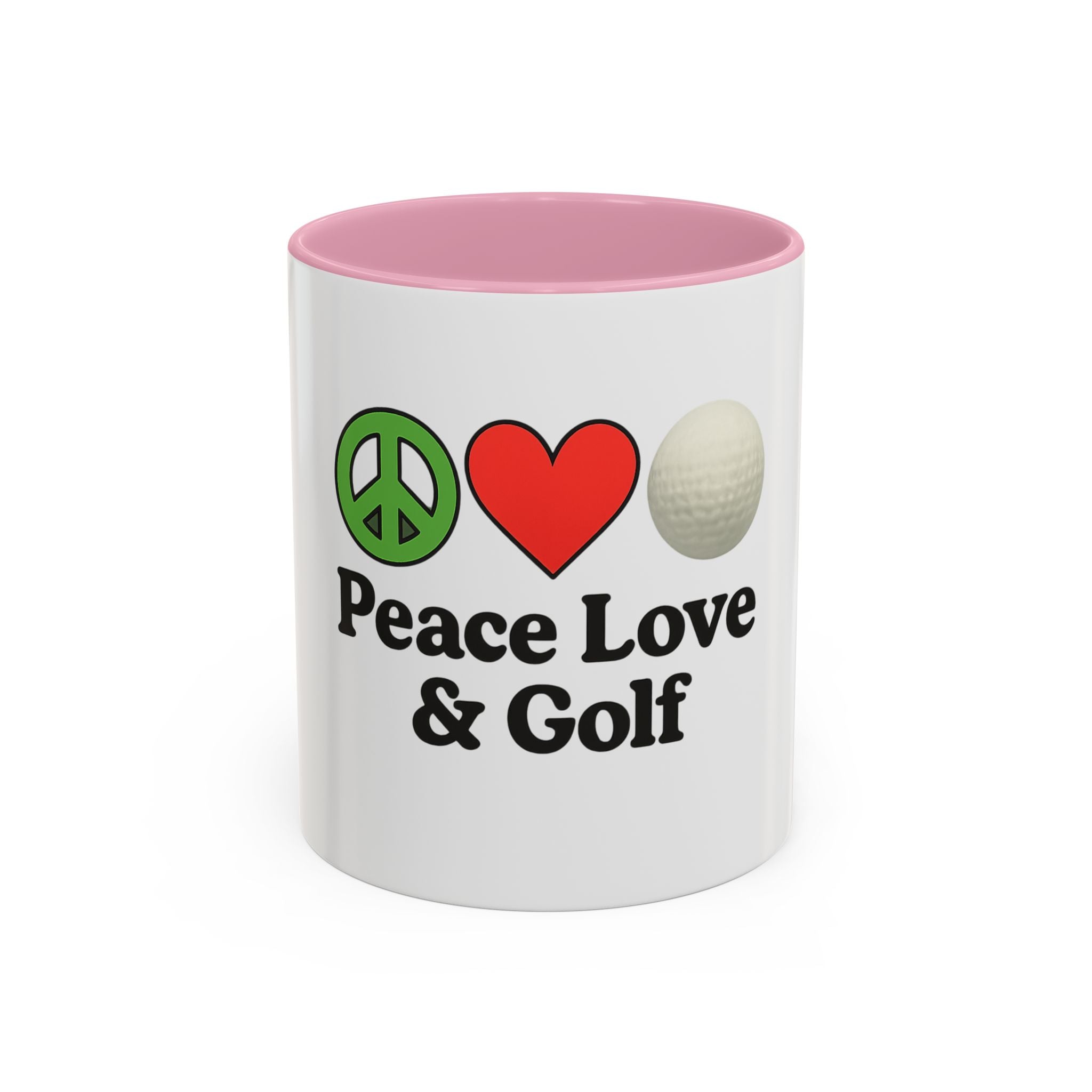 Peace, Love & Golf Mug - Colorful Ceramic Coffee Cup for Golf Lovers