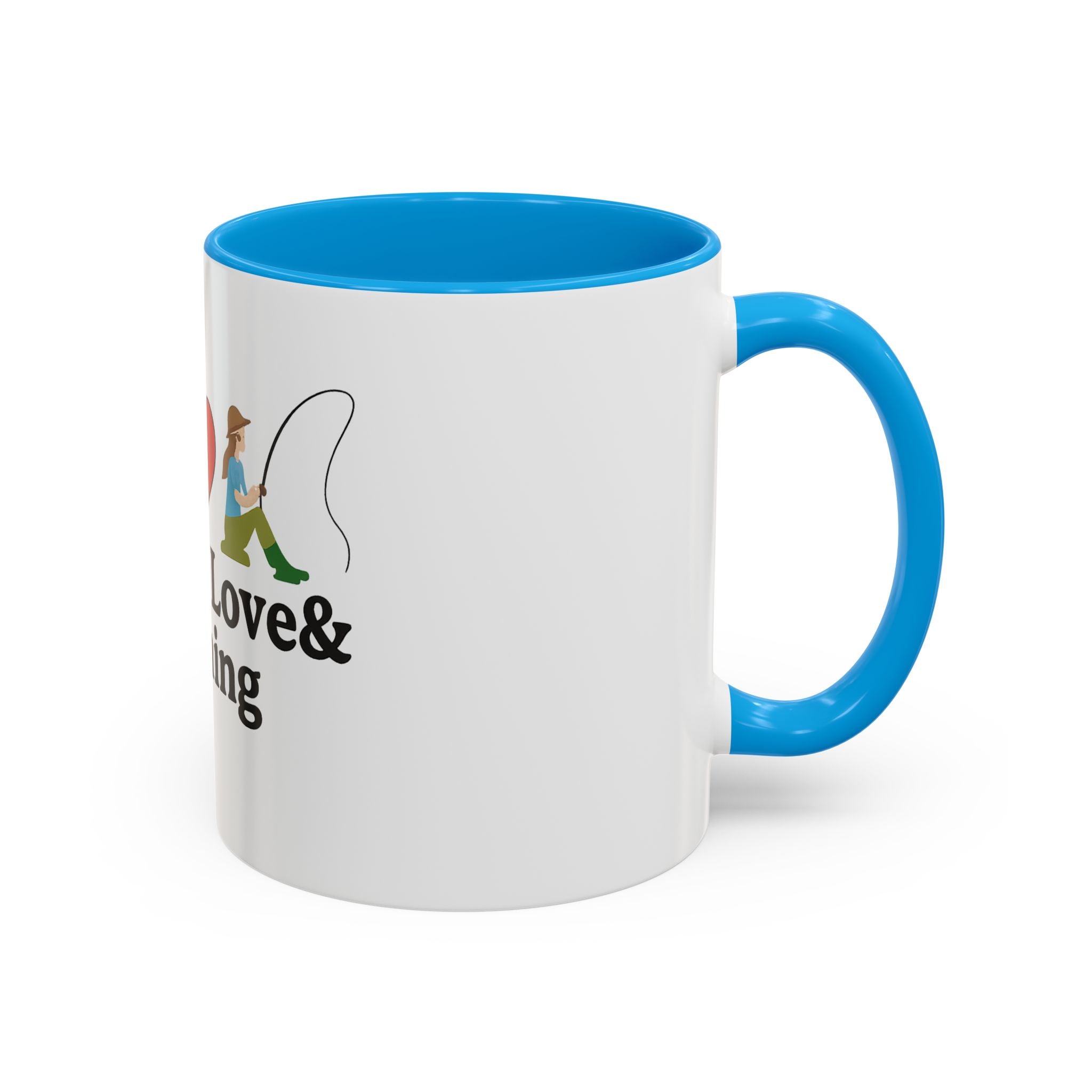 Peace, Love & Fishing Mug - Colorful Ceramic Coffee Cup for Anglers