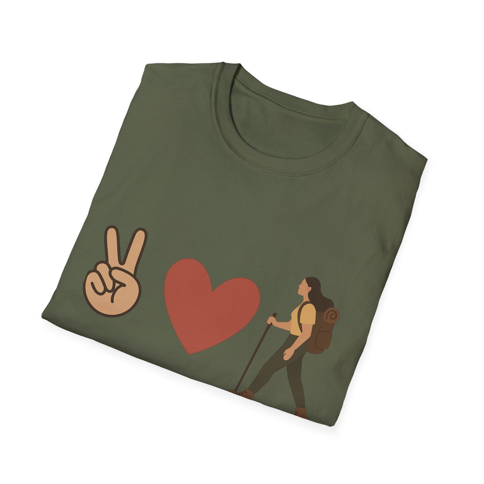 Peace Love & Hiking Unisex Softstyle T-Shirt
