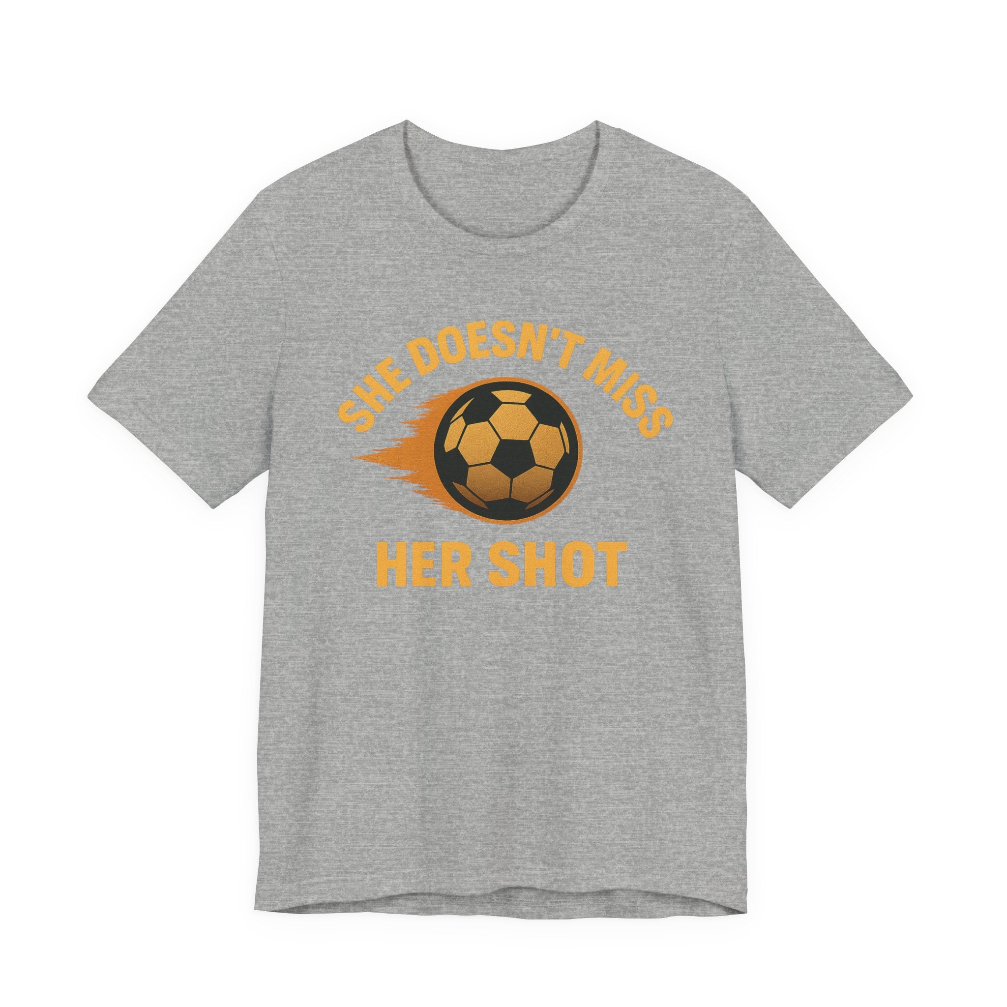 Soccer Motivational Tee - She Doesn't Miss Her Shot