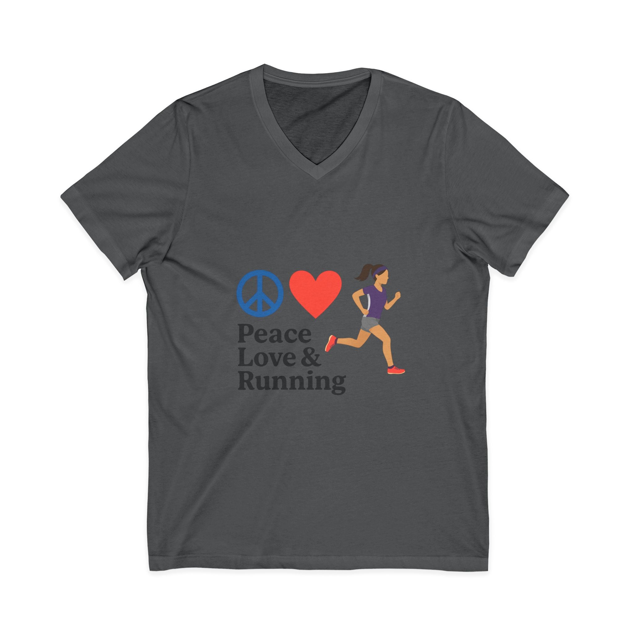 Peace Love & Running V-Neck Tee