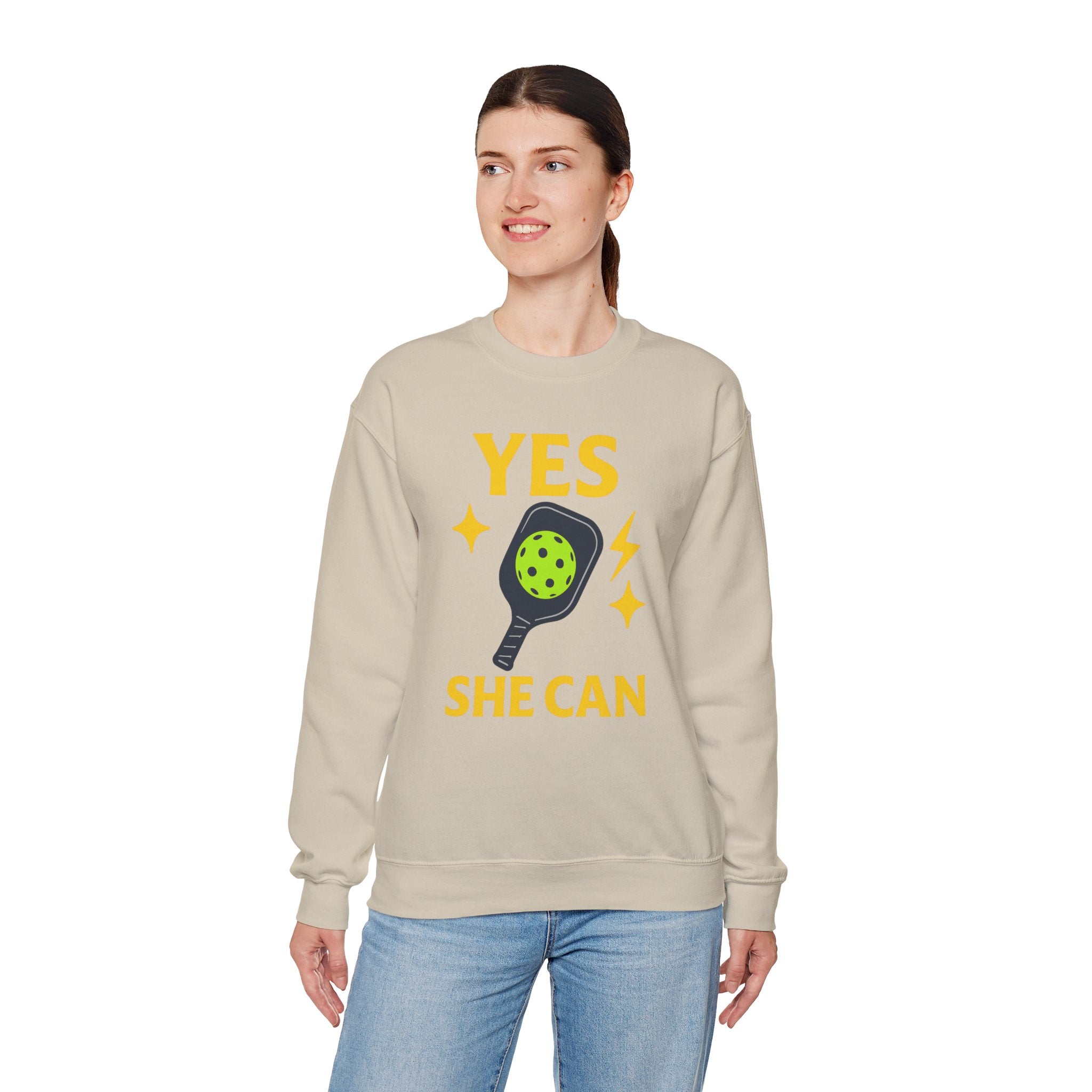 Yes, She Can Pickleball Sweatshirt, Unisex Crewneck