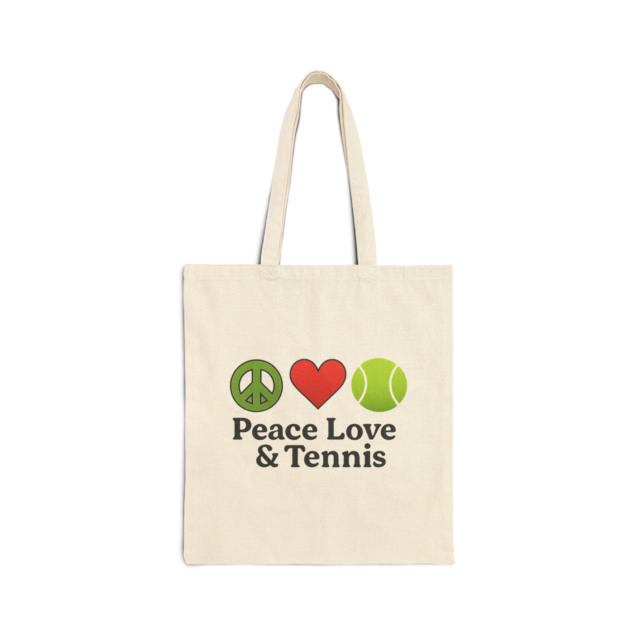 Peace Love and Tennis Cotton Canvas Tote Bag
