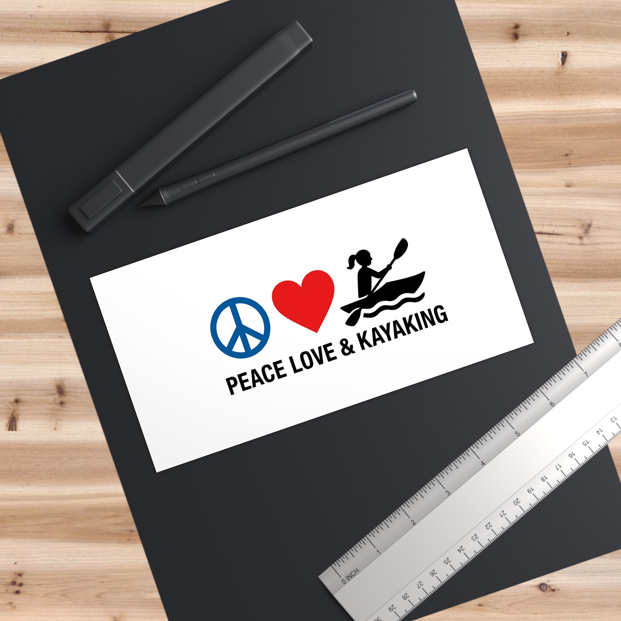 Kayaking Peace Love Bumper Sticker
