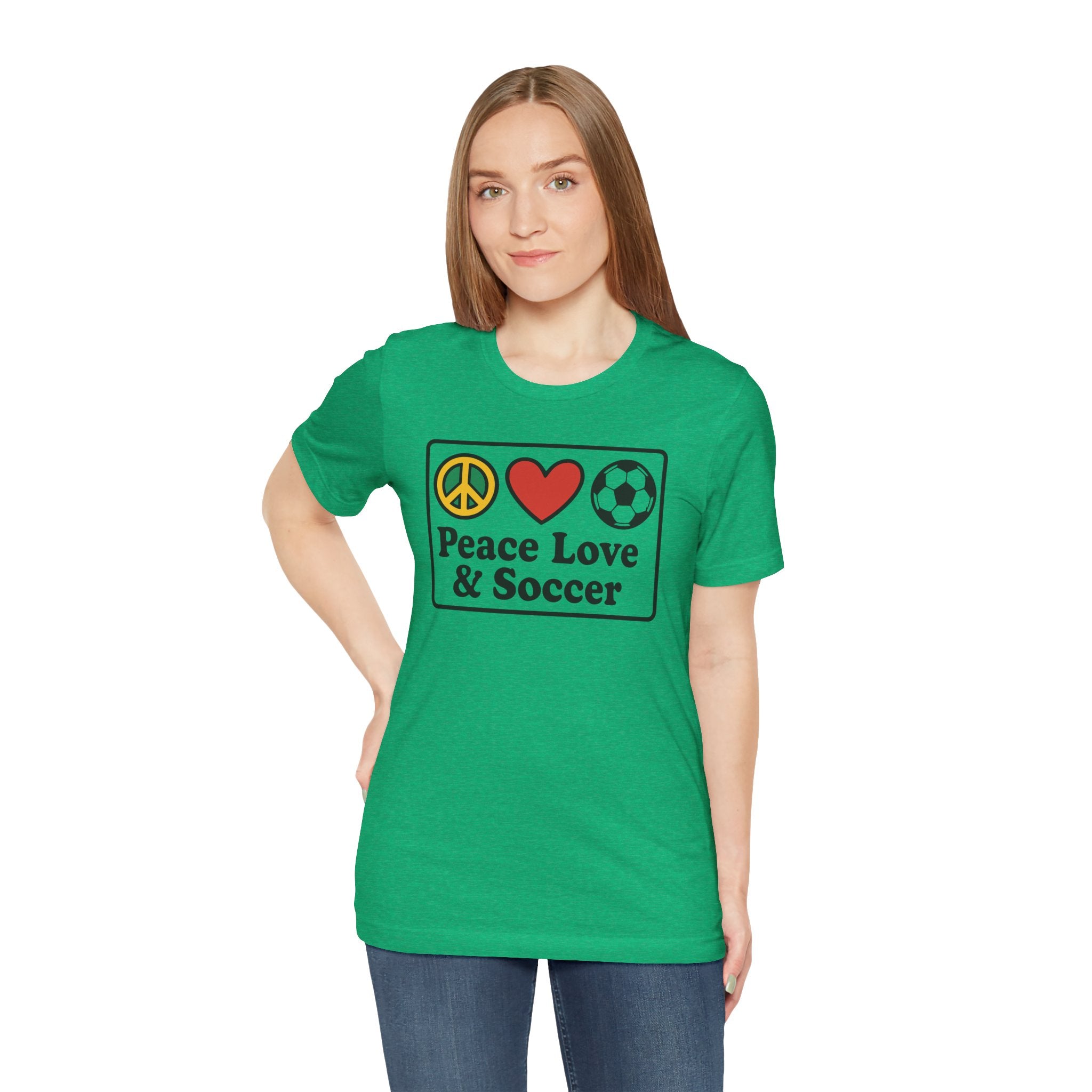 Peace Love Soccer T-Shirt, Unisex Soccer Tee