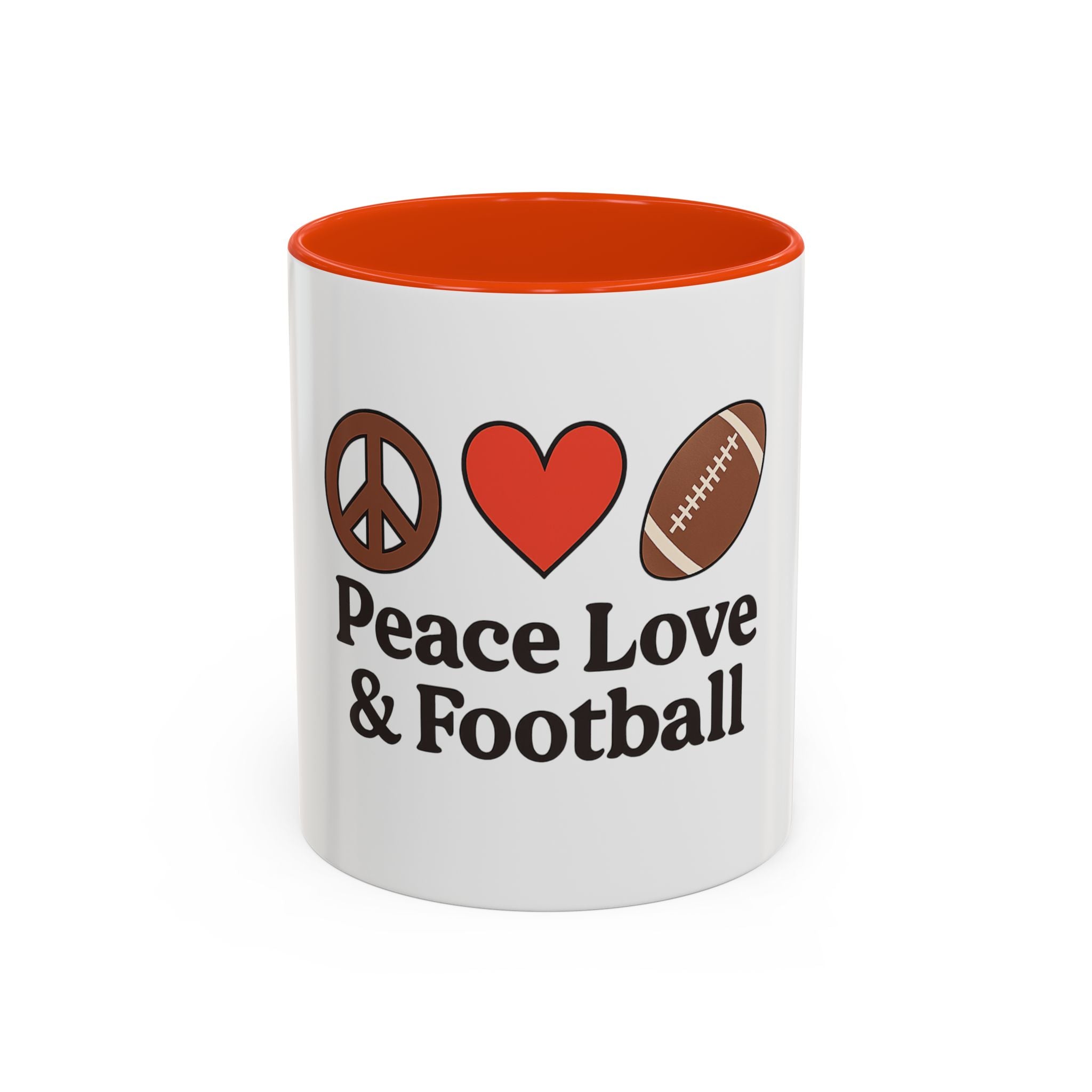 Peace, Love & Football Mug - Colorful Ceramic Drinkware for Sports Lovers