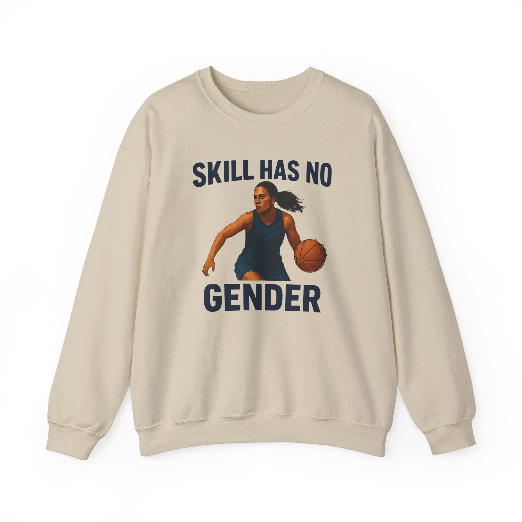 Empowering Sporty Crewneck Sweatshirt - Skill Has No Gender