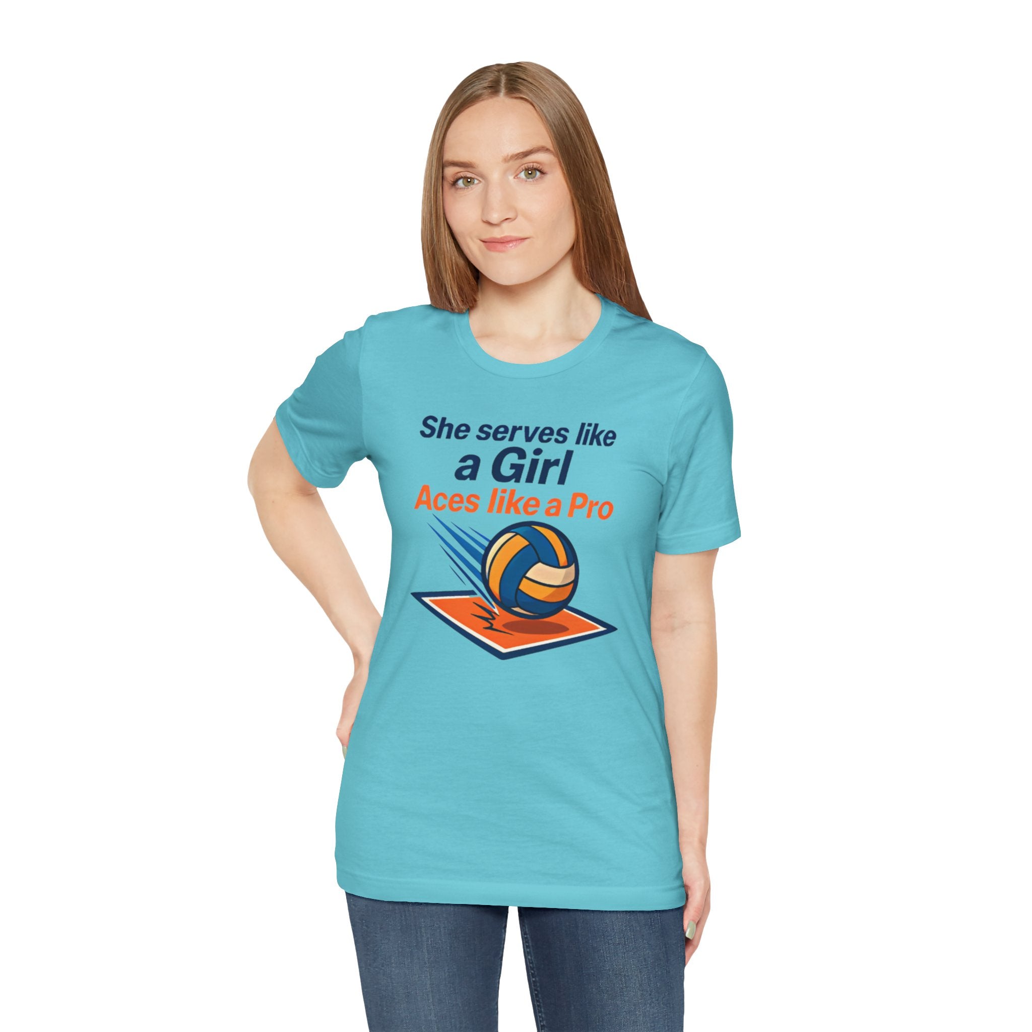 She Serves Like a Girl Tee, Volleyball Shirt
