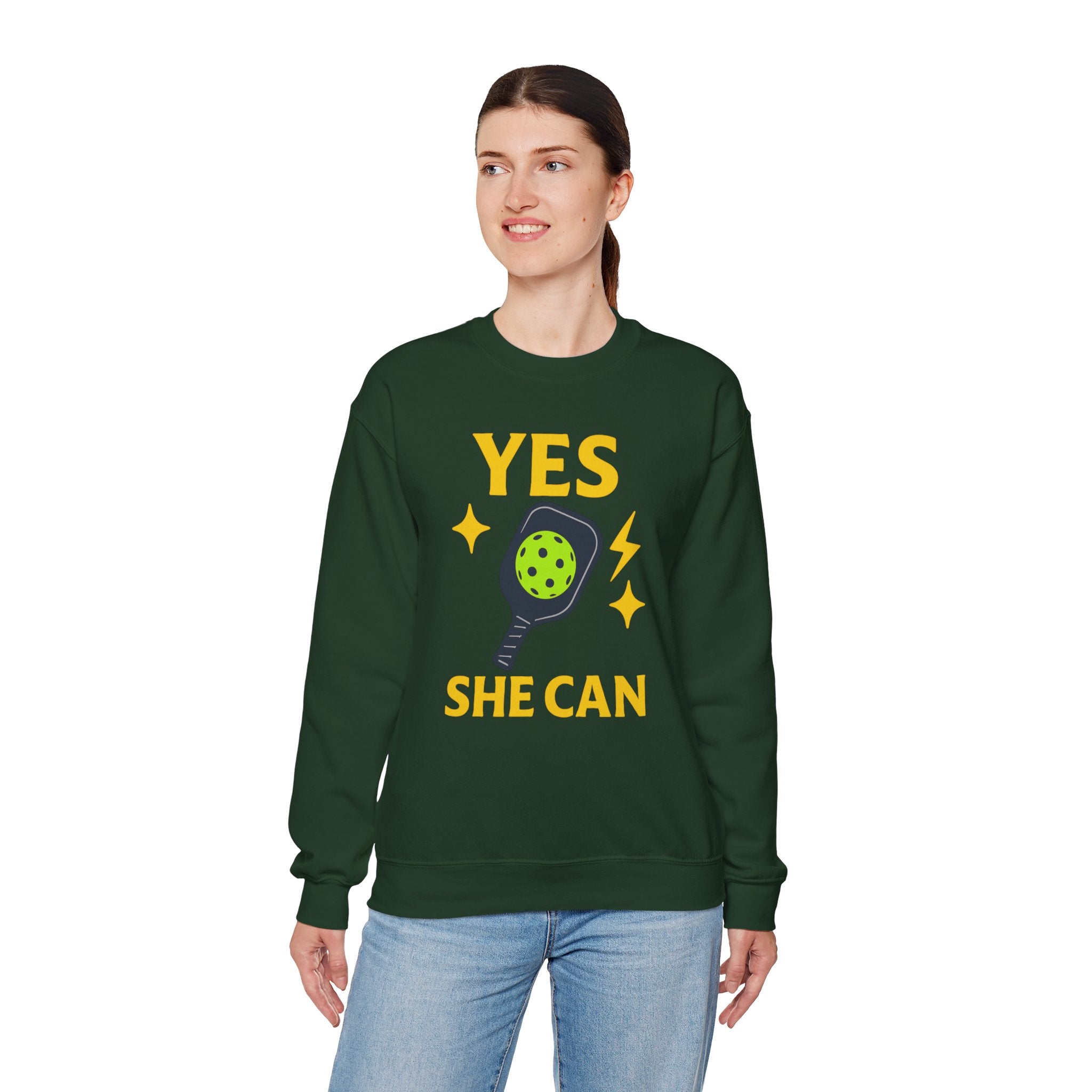 Yes, She Can Pickleball Sweatshirt, Unisex Crewneck